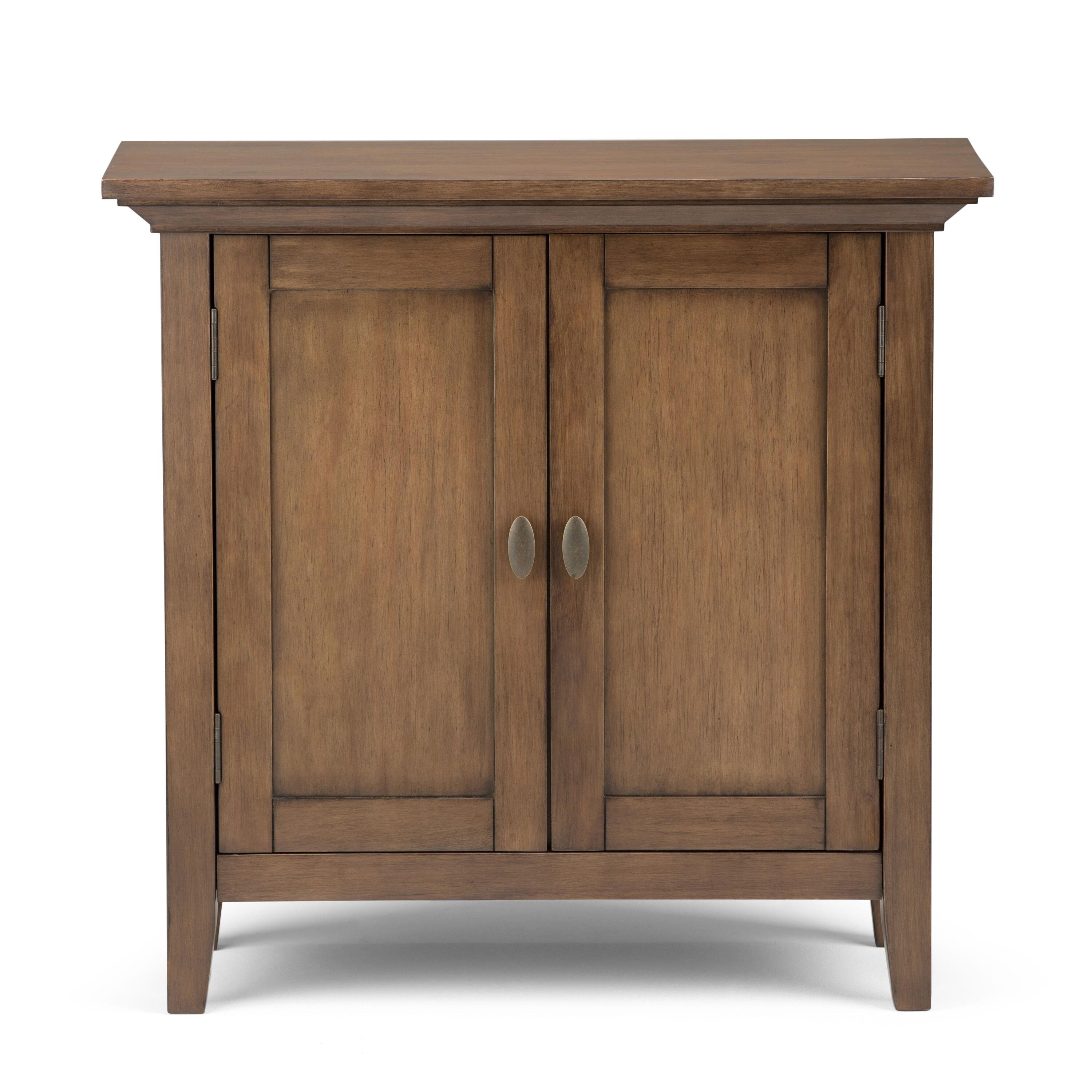 Simpli Home Redmond Wood 32" Transitional Low Cabinet in Rustic Natural Brown