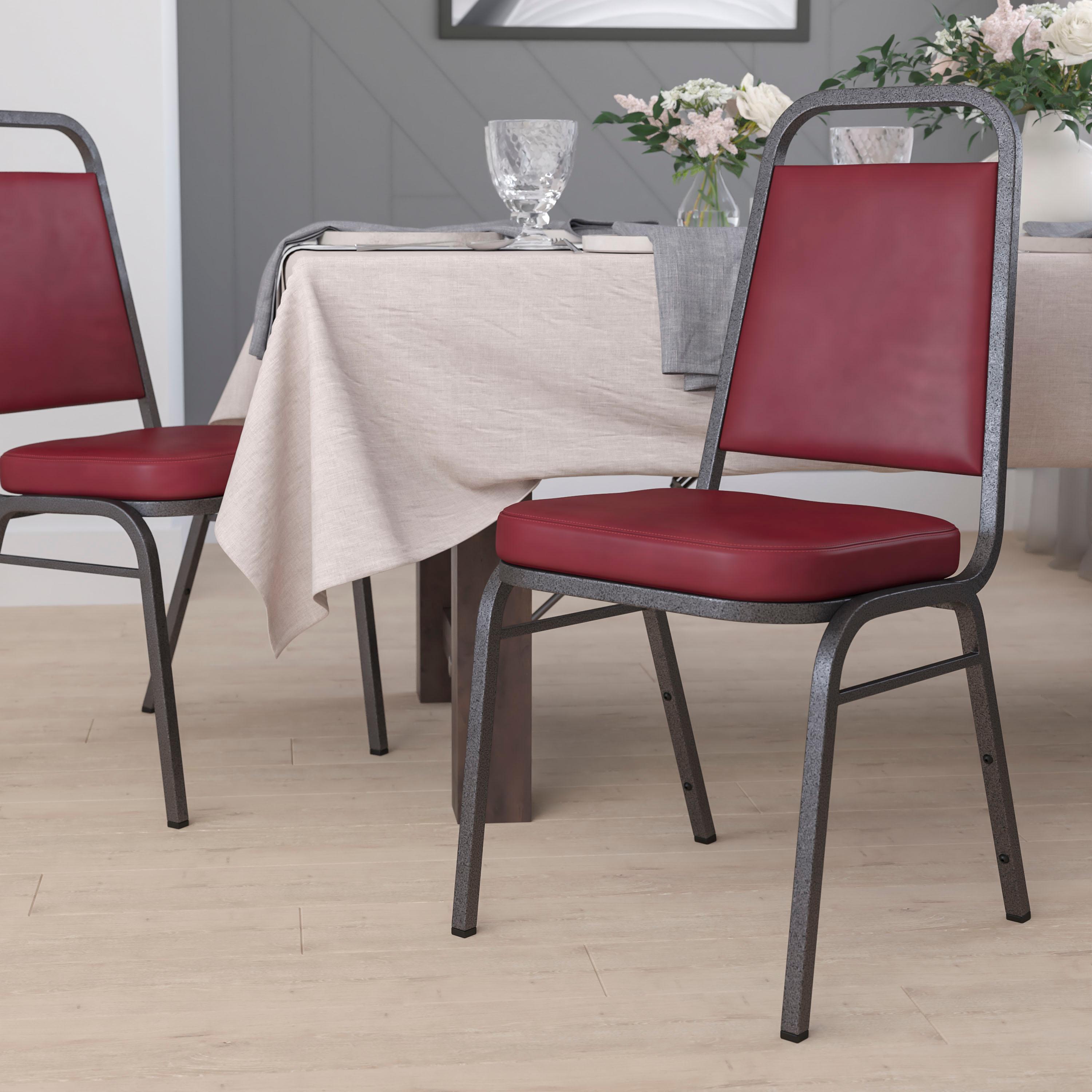 Flash Furniture Hercules Series Adult Size Trapezoidal Stacking Banquet Chair, Burgundy