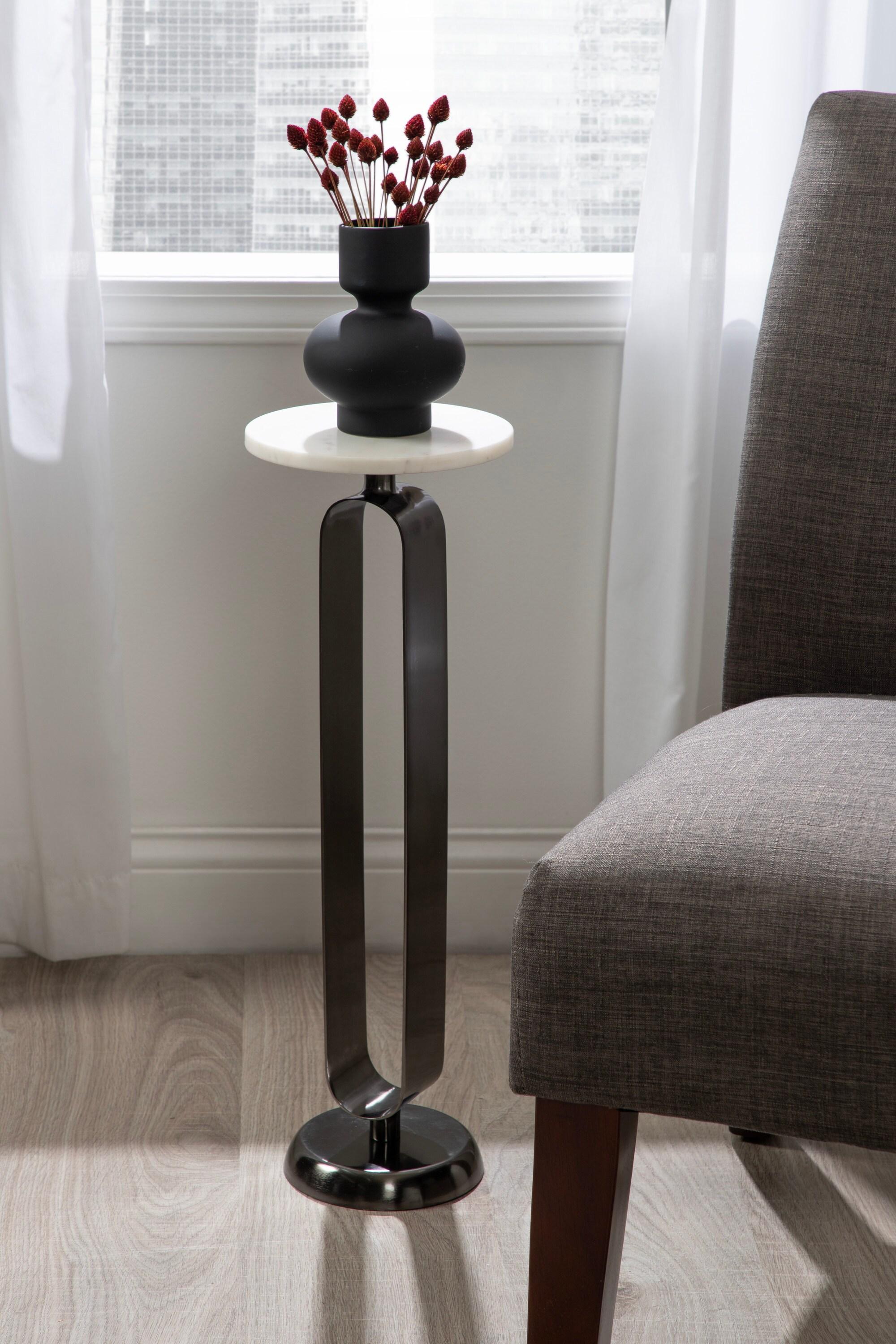 Kate and Laurel Helio Glam Drink Table, 8x8x24, Pewter