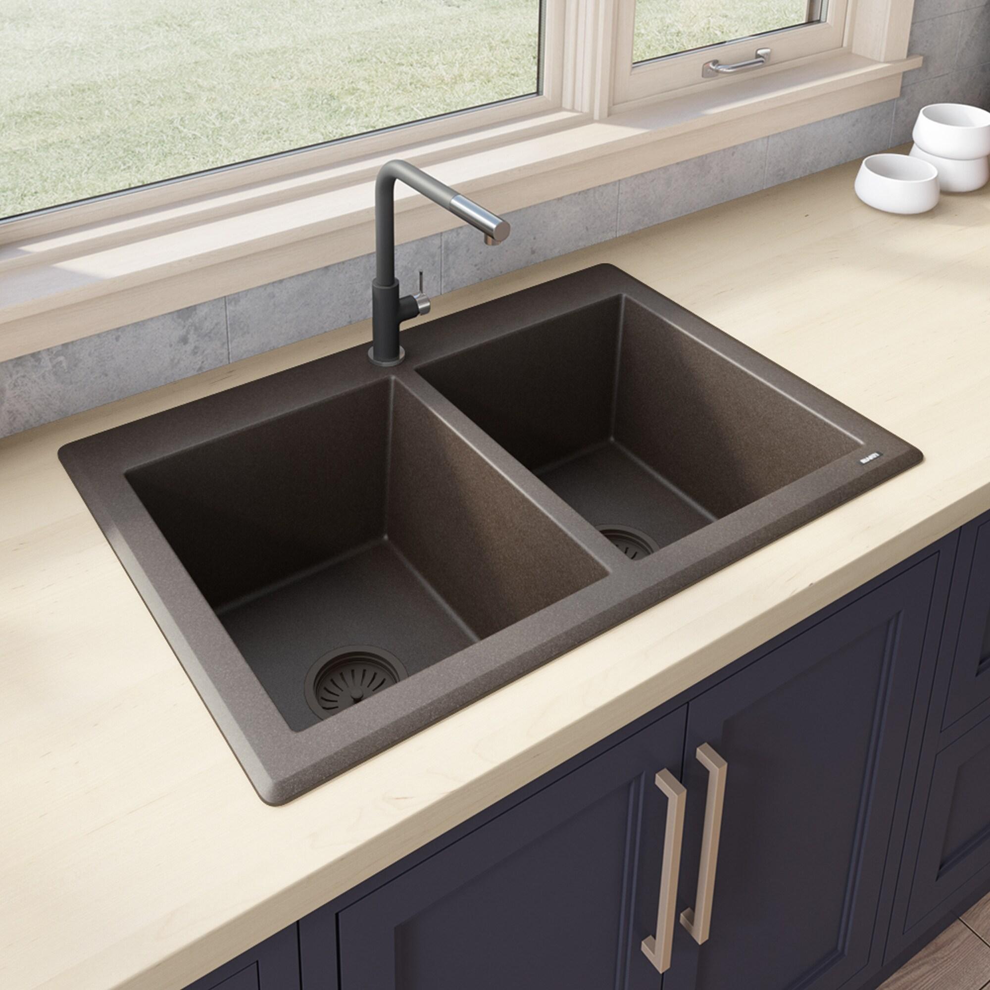 Ruvati 33 x 22 inch epiGranite Top-Mount Granite Composite Kitchen Sink