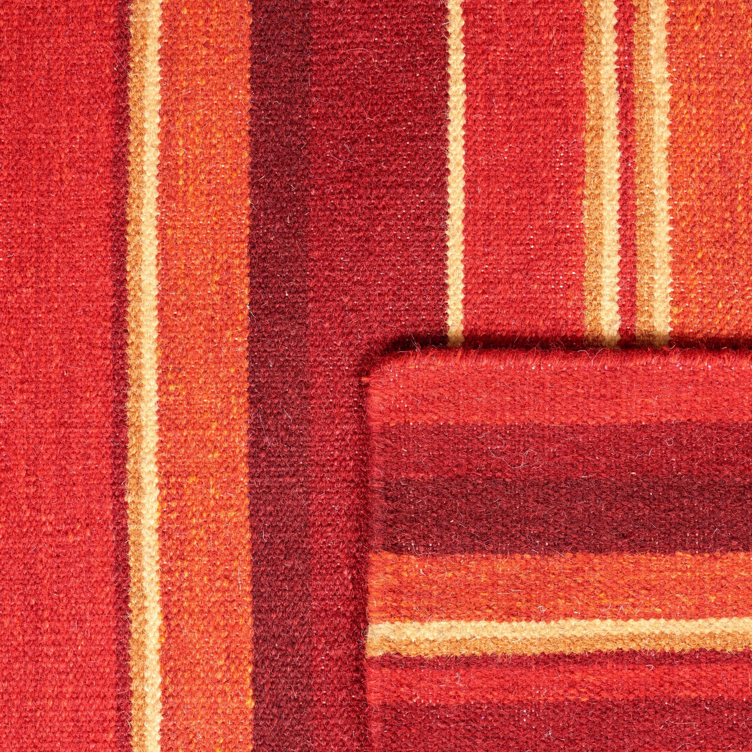 Striped Kilim STK601 Hand Loomed Indoor Accent Rug - Red - 3'x5' - Safavieh