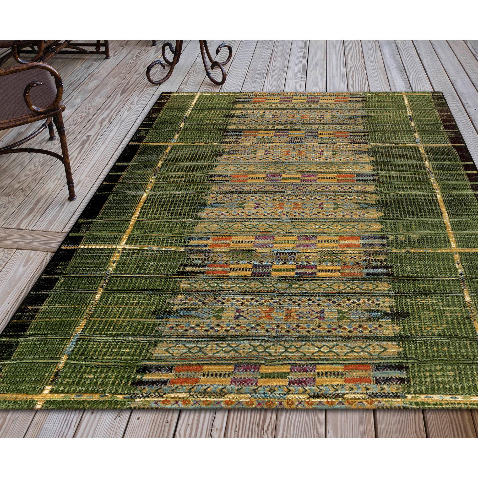 Liora Manne Marina Stripe Indoor/Outdoor Rug Green 6'6" x 9'4"