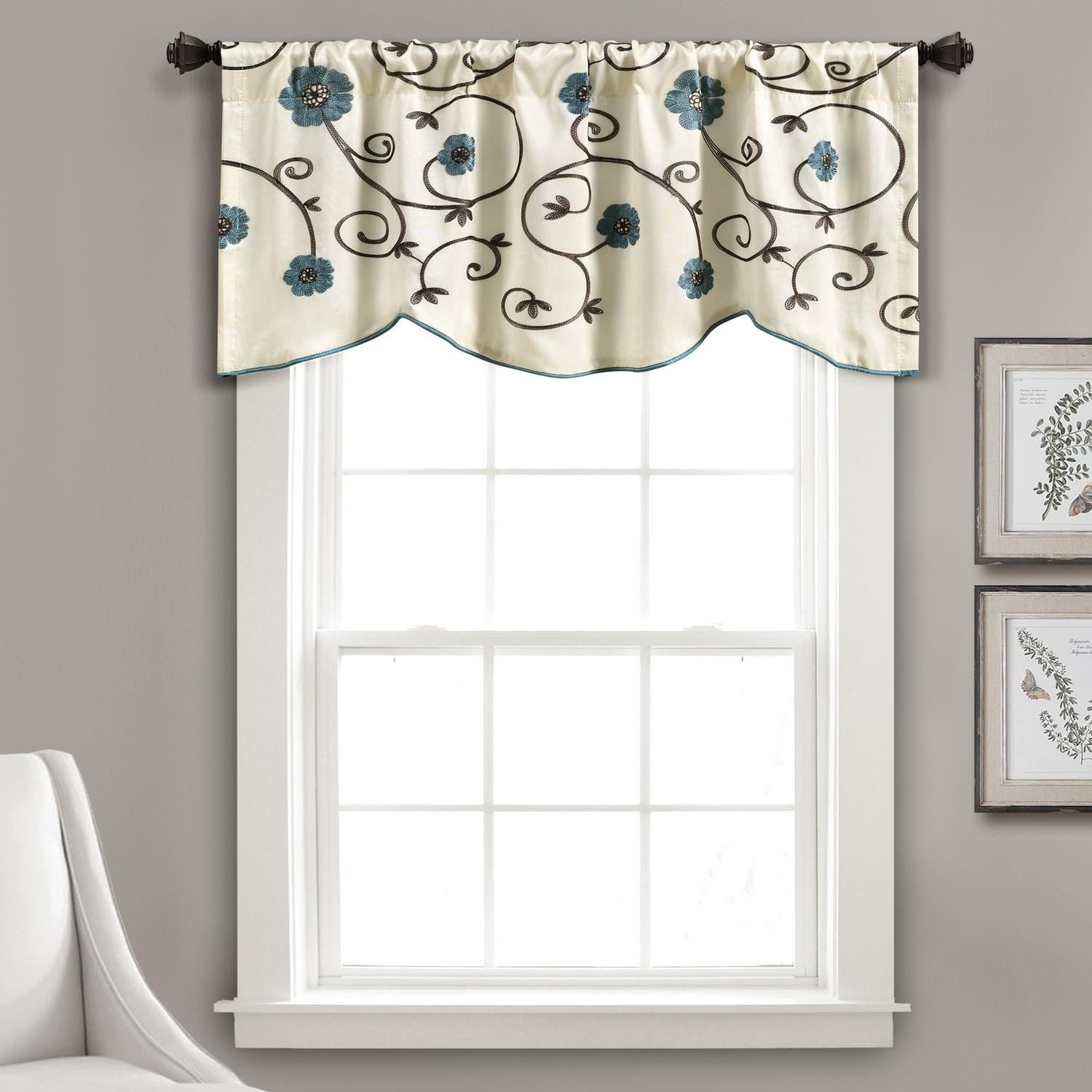 Floral Scalloped 42'' W Window Valance