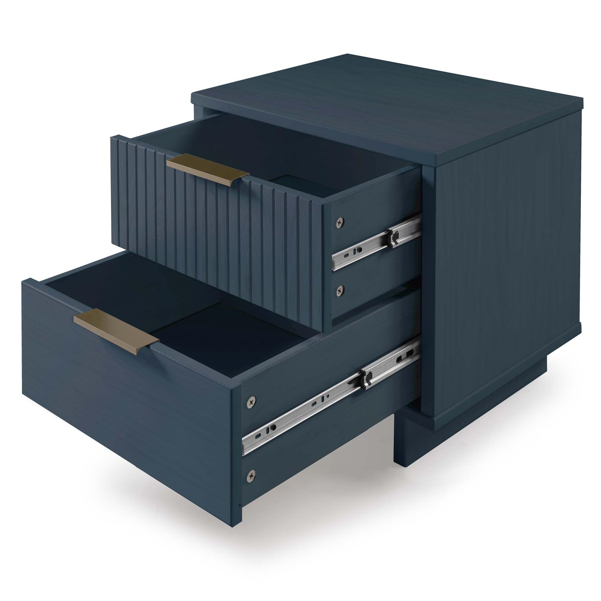 Manhattan Comfort 2pc Granville Dresser and Nightstand Bedroom Set Midnight Blue: Modern Style, Anti-Tip, Dry Dust Care