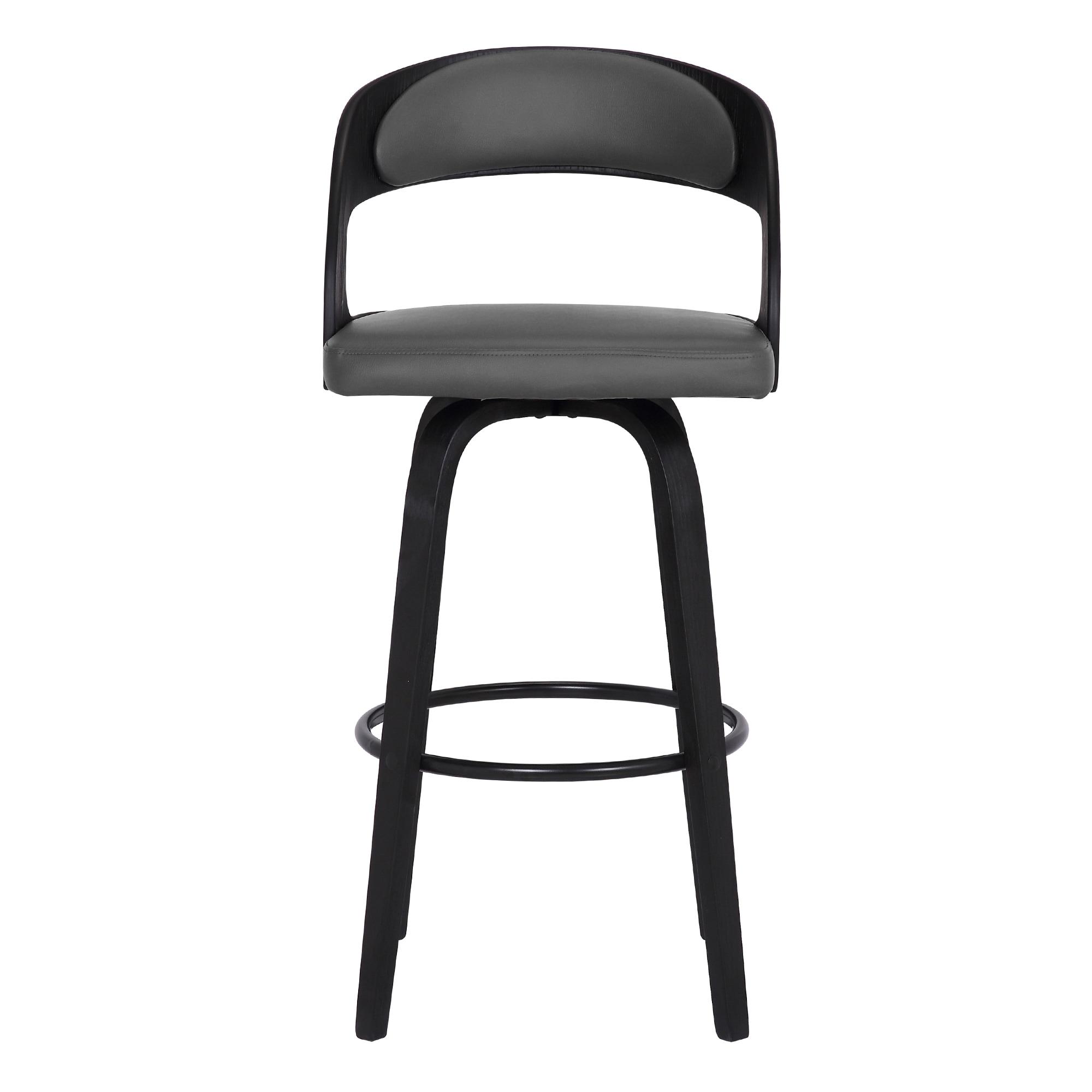 Shelly Black Wood and Metal Swivel Counter Stool