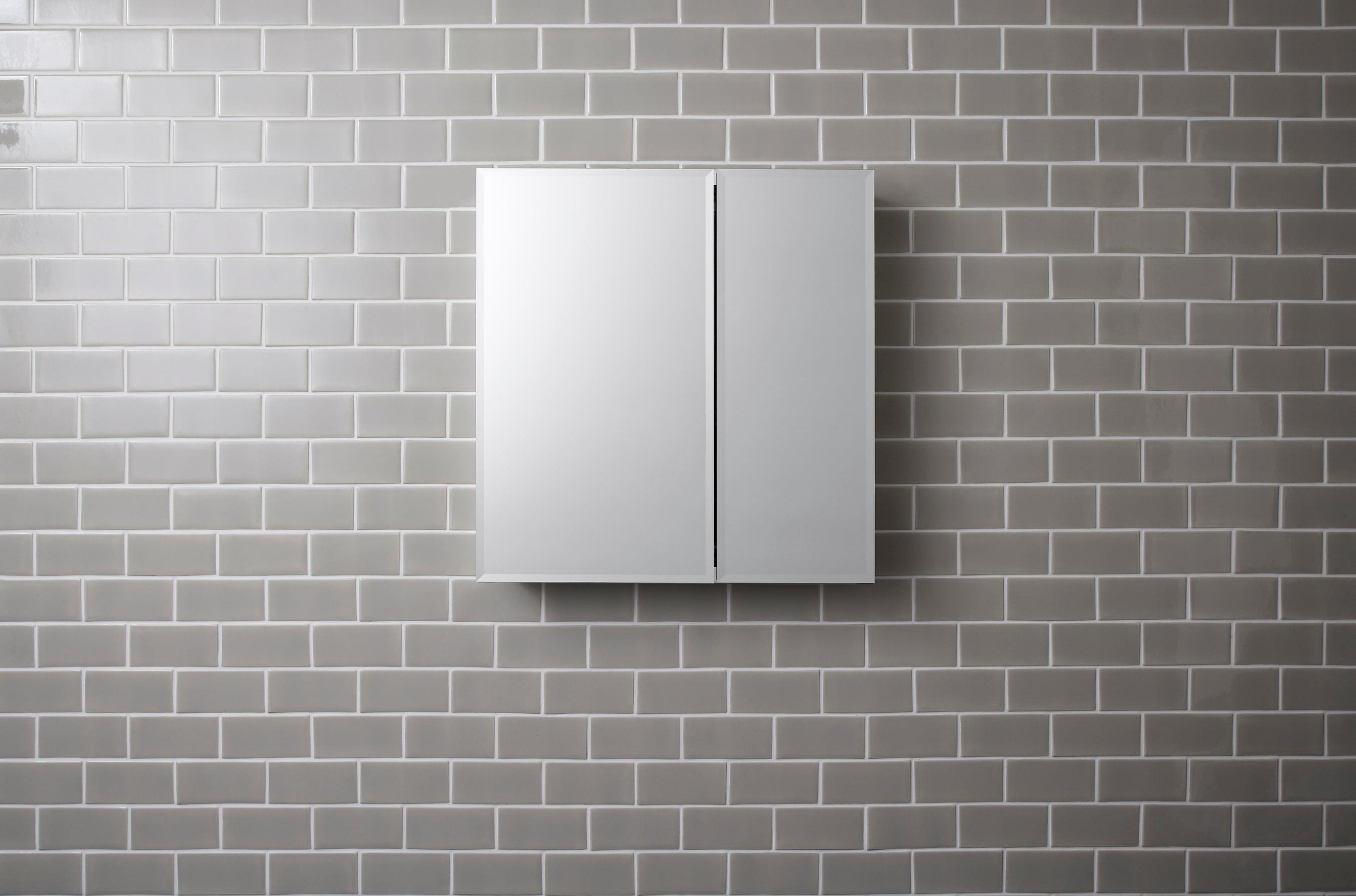 CLC Aluminum Two-Door Medicine Cabinet With Mirrored Doors, Beveled Edges