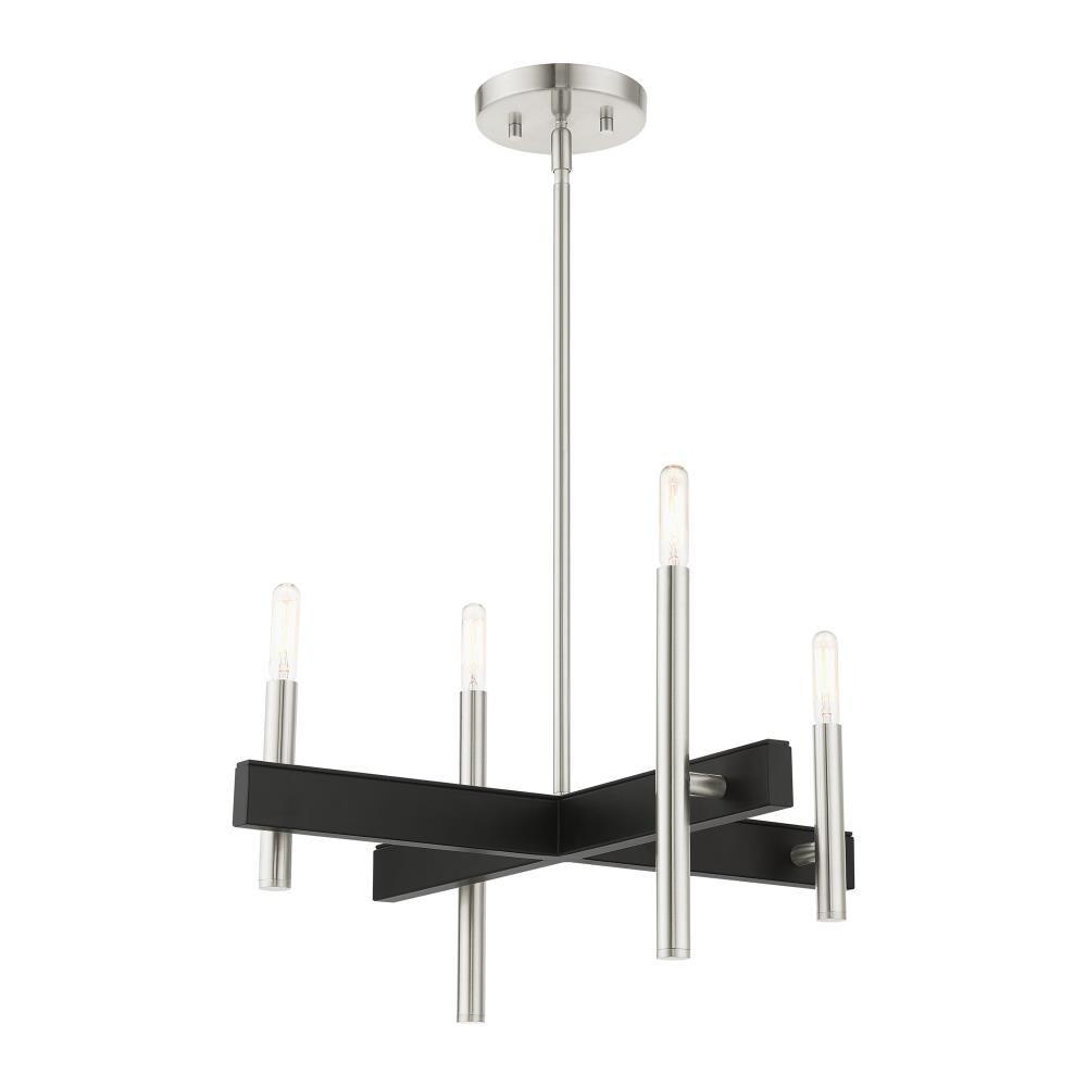 Scandinavian Skyline Mini 4-Light Brushed Nickel Candle Chandelier