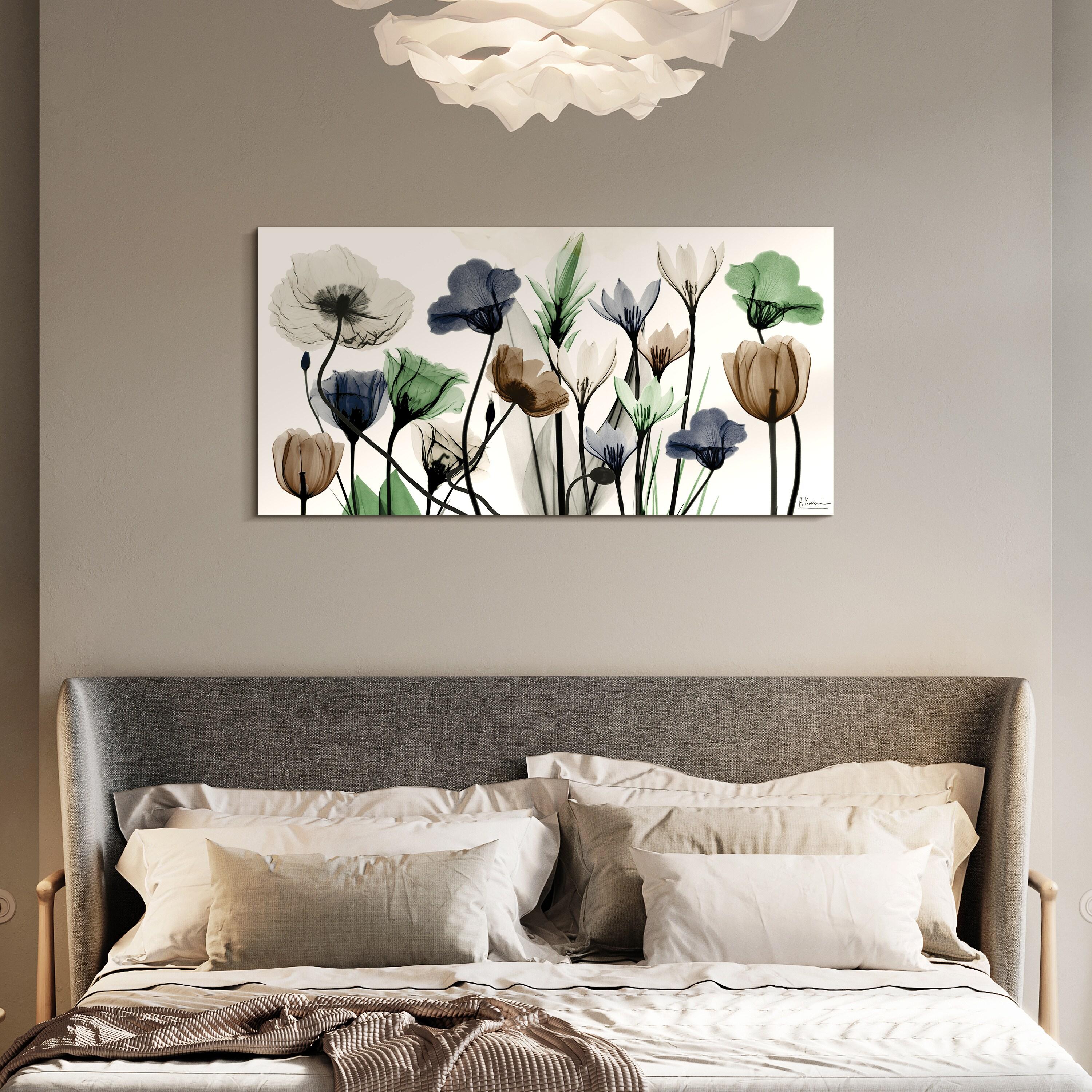 Empire Art Direct Floral Landscape Frameless Free Floating Tempered Glass Panel Graphic Flower Wall Art, 24" x 48" x 0.2", Ready to Hang