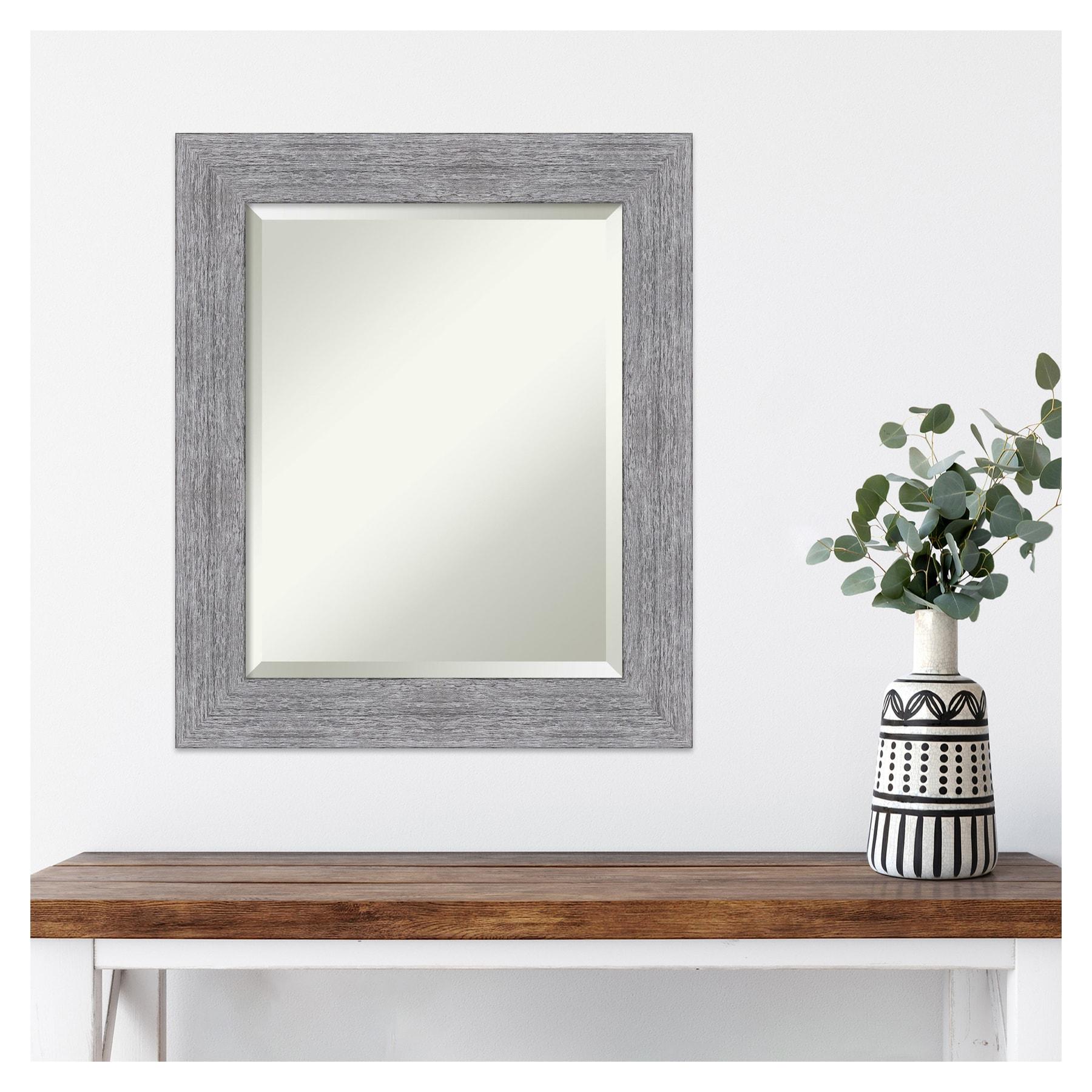 21" x 25" Bark Rustic Framed Wall Mirror Gray - Amanti Art