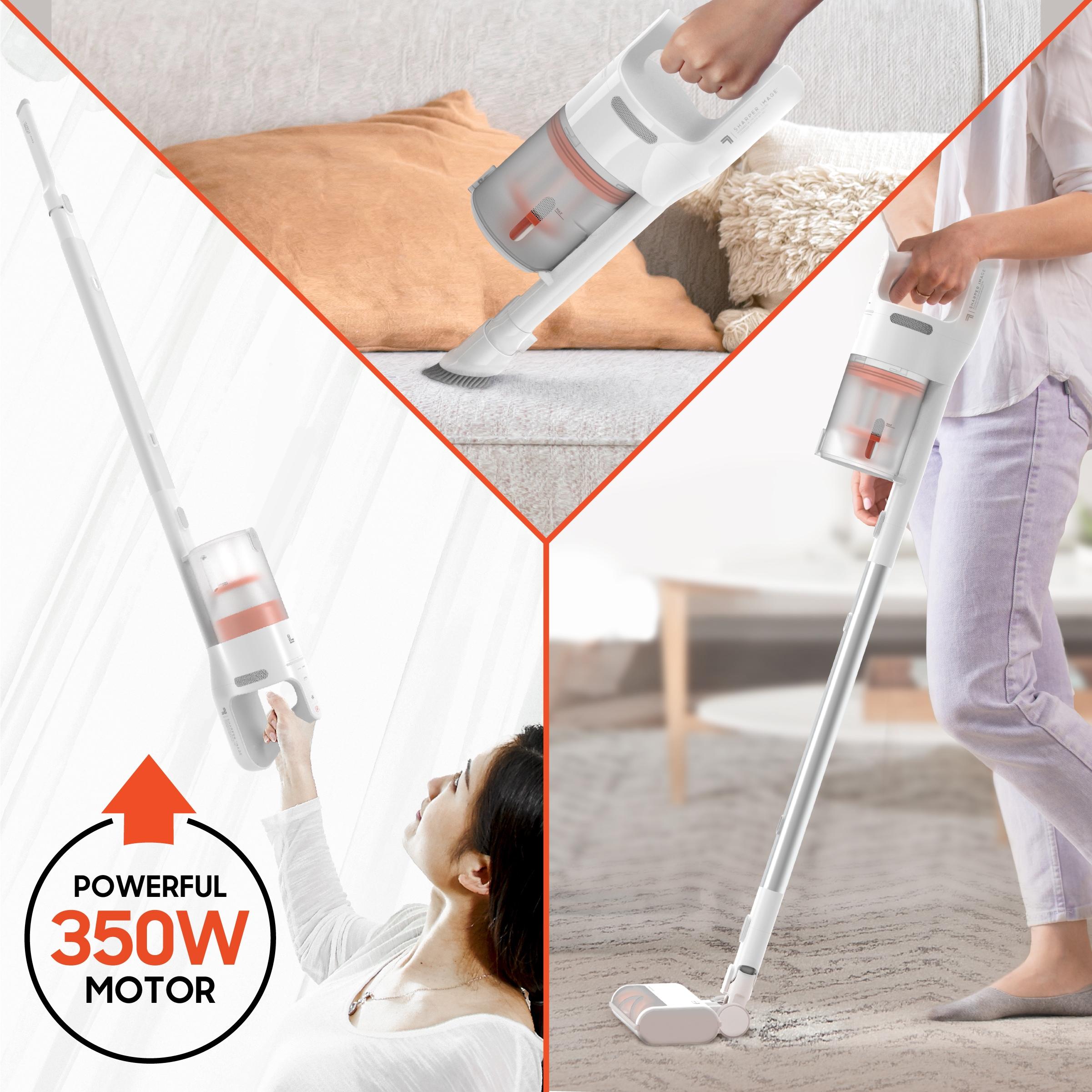 Sharper Image Stick & Handheld Combo Vacuum with 350W Motor, Cordless White: HEPA Filter, Multi-Surface, Bagless