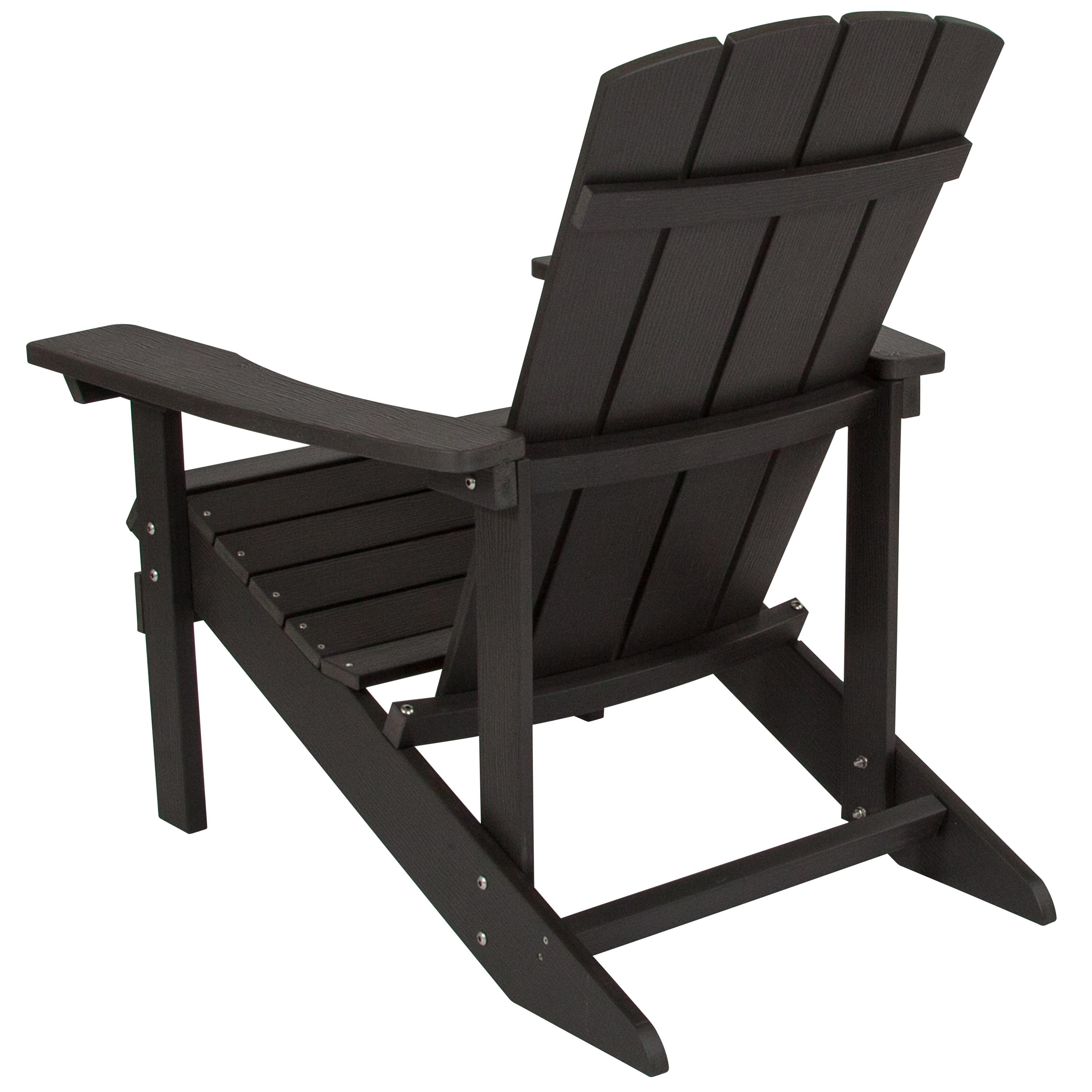 Flash Furniture Charlestown All-Weather Poly Resin Wood Adirondack Chair in Slate Gray