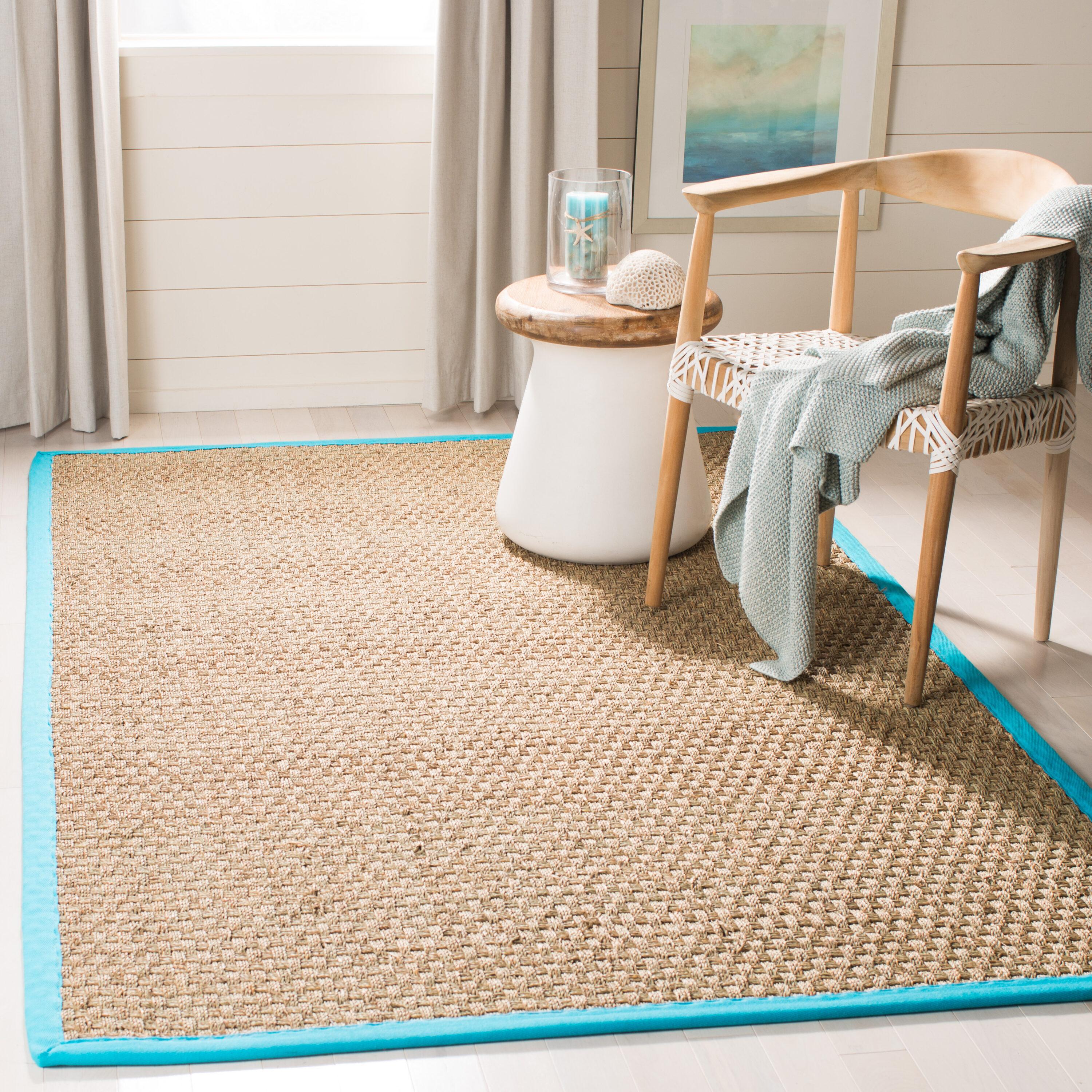 Natural Fiber NF114 Power Loomed Indoor Accent Rug - Natural/Turquoise - 3'x5' - Safavieh.