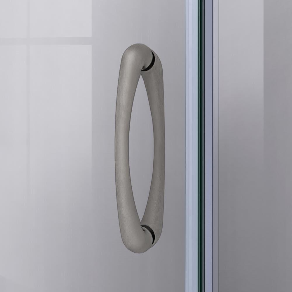Prime 33" W x 33" D x 74.75" H Semi-Frameless Round Sliding Shower Enclosure with Fixed Panel and Base Included