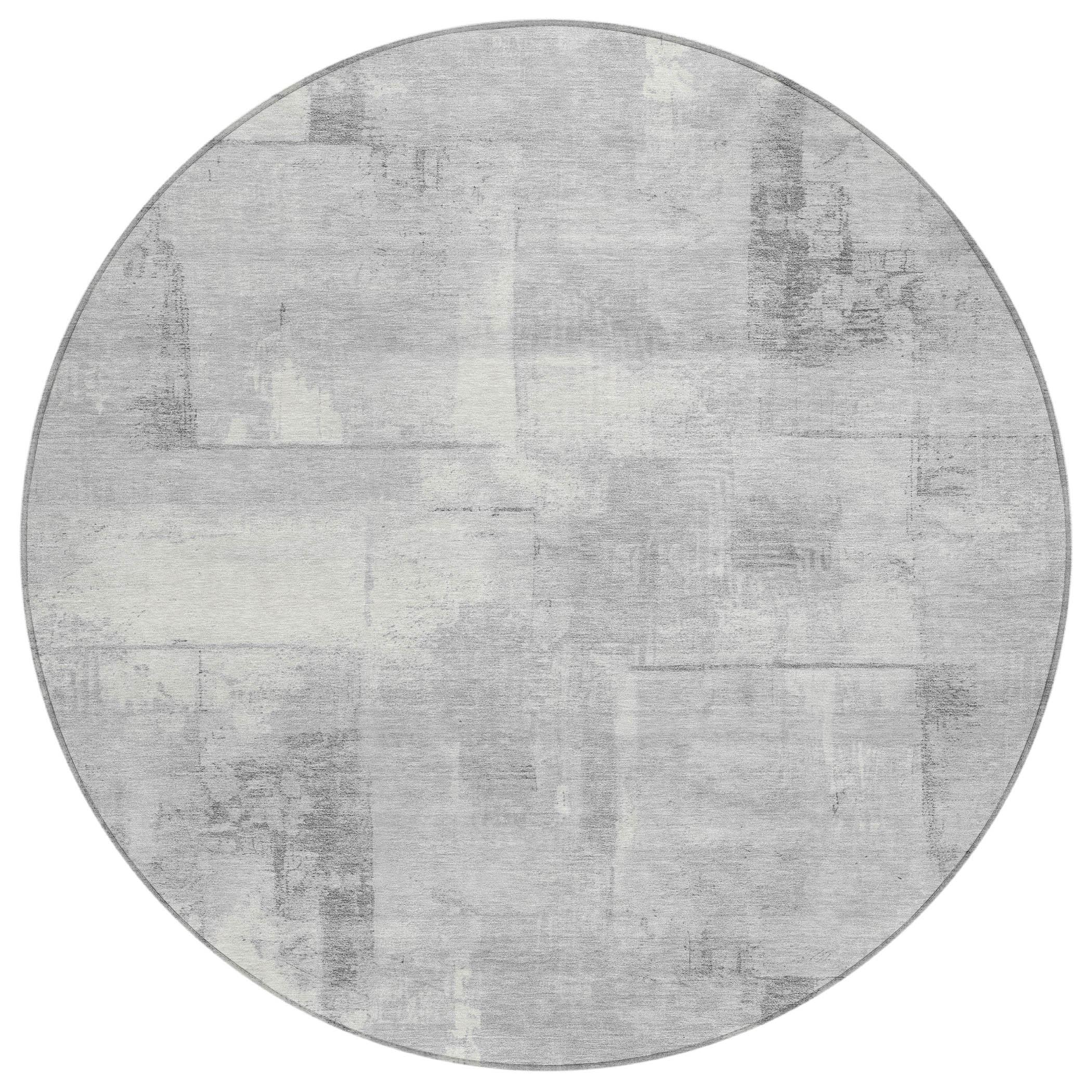 Machine Washable Indoor/Outdoor Cinead ACN1714 Gray Rug