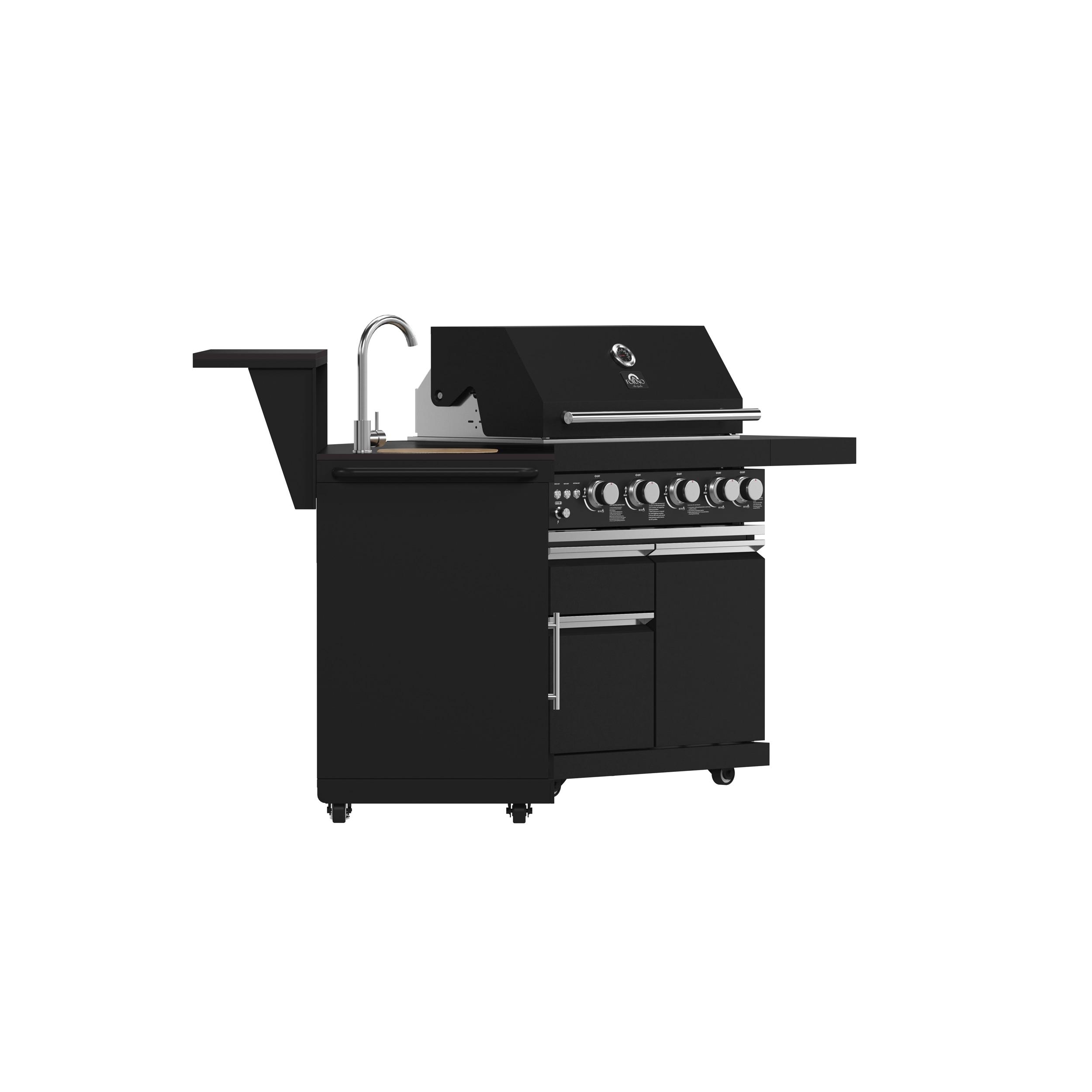 Forno All'Aperto 62,600 BTU BBQ & Sink Module with Black Sintered Stone Countertops, Bar & Beverage Center