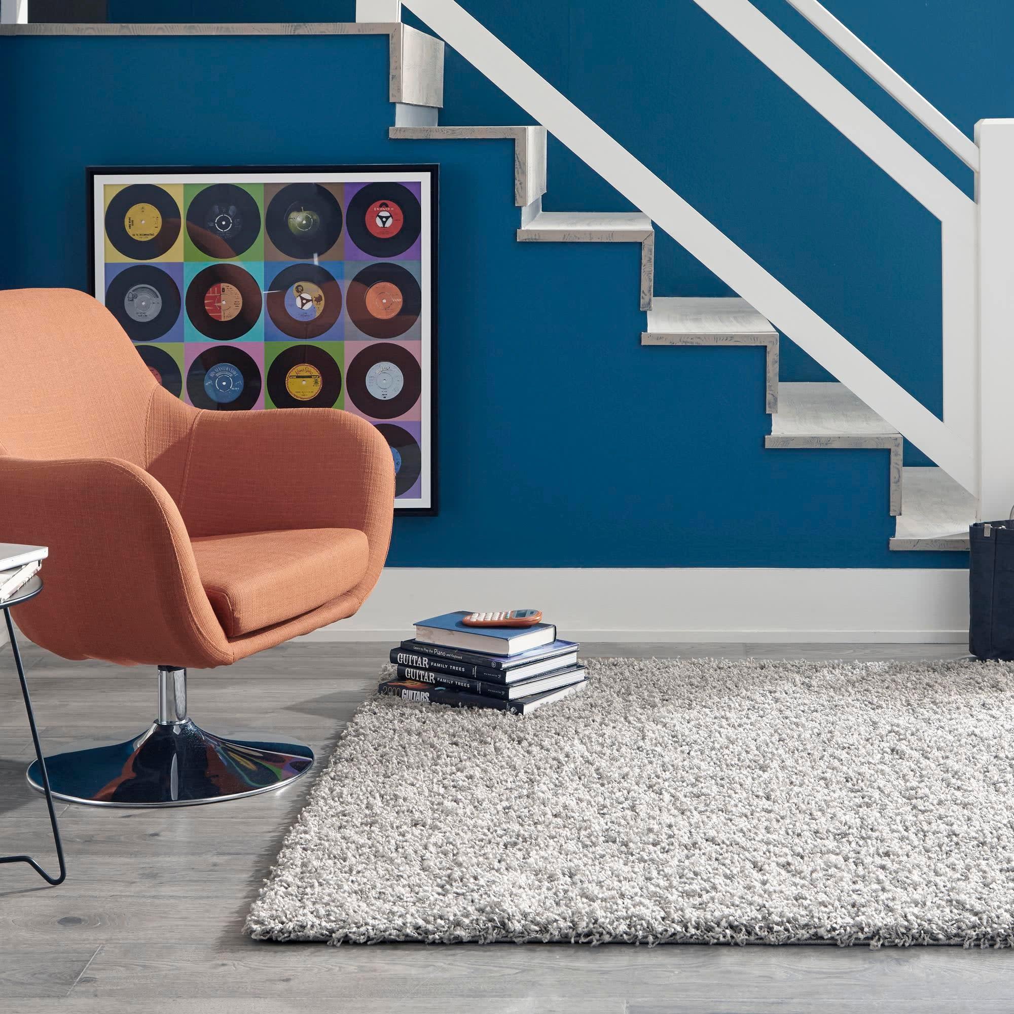 Unique Loom Solid Shag Collection Area Rug (7' 1" x 10' Rectangle Cloud Gray)