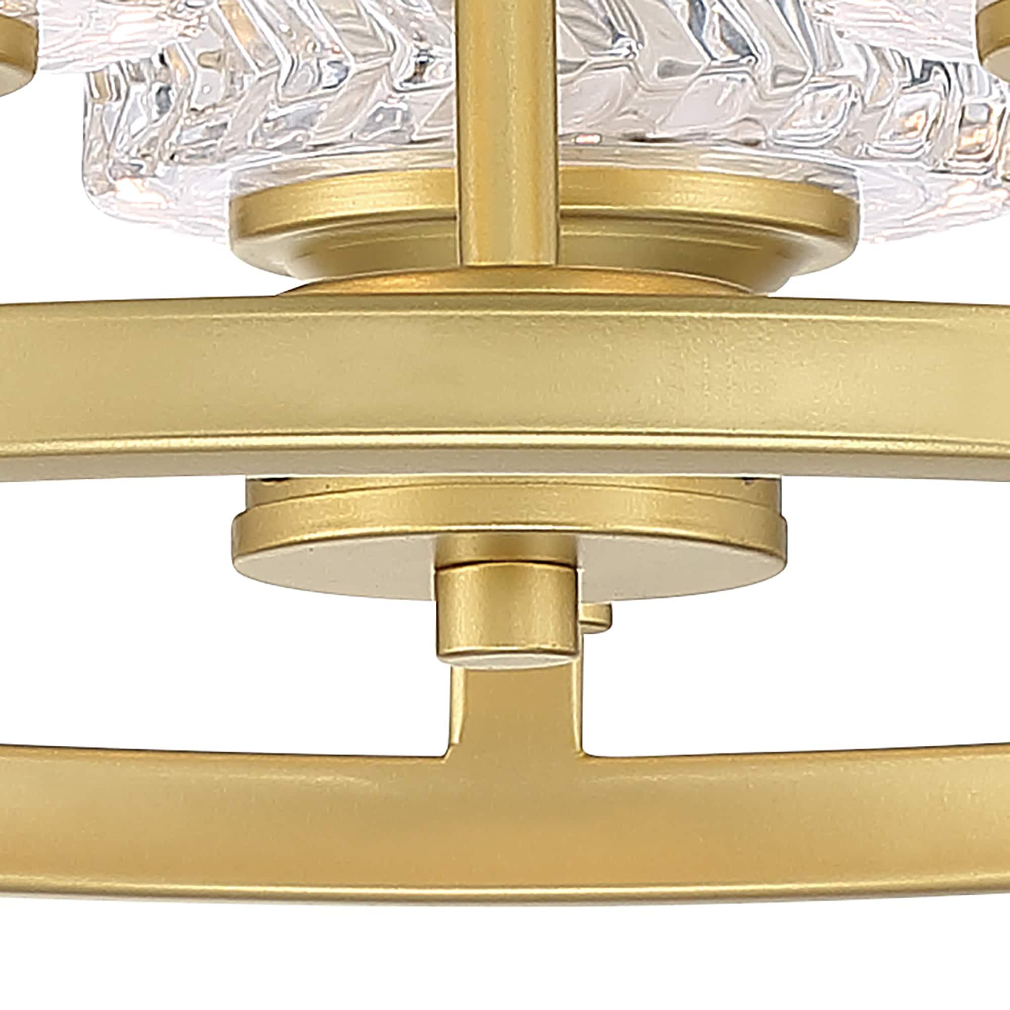 ACROMA Moulins 3-light Modern Farmhouse Semi-Flush Mount Ceiling Lights - 15'' Satin Brass