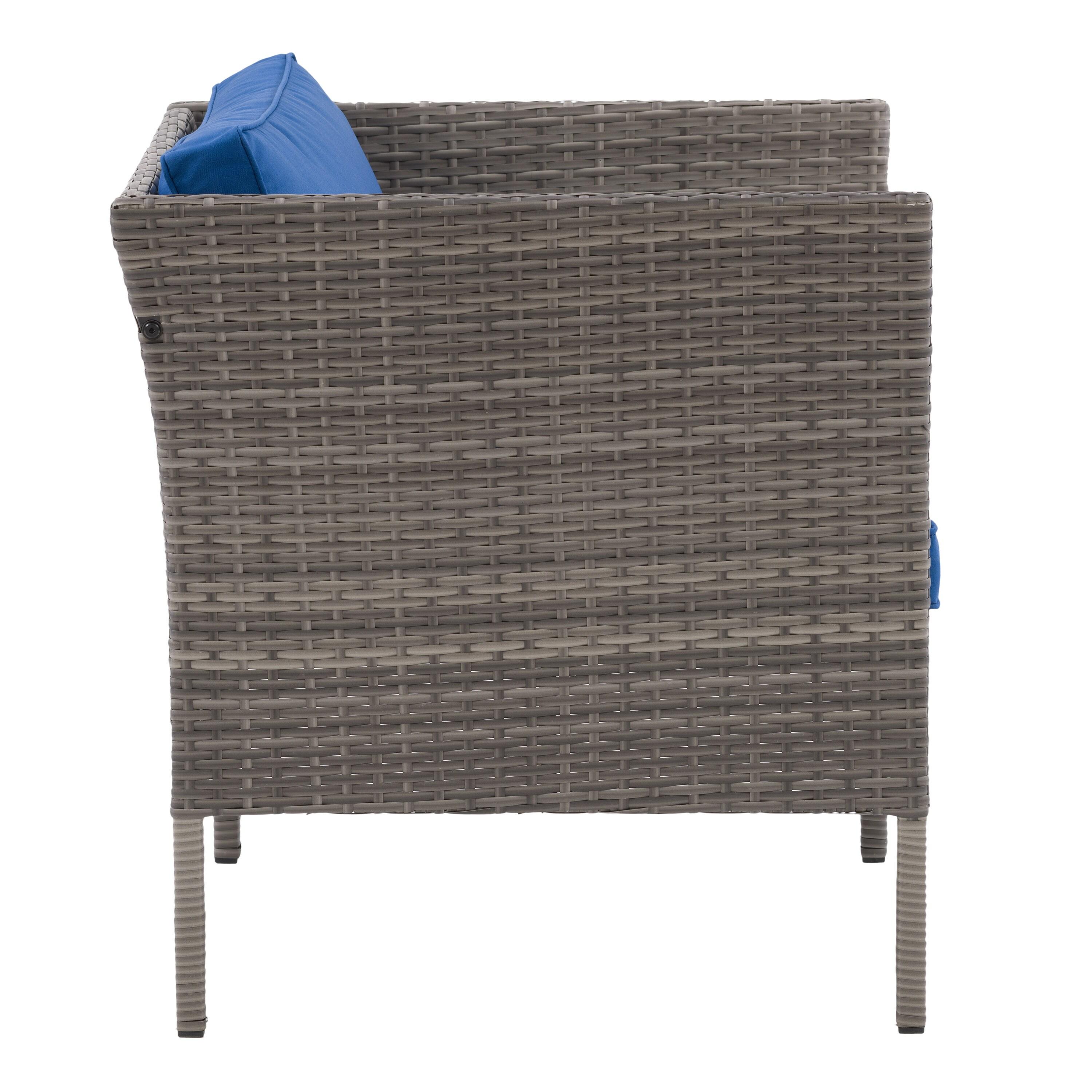 Patio Arm Chair with Cushions - Gray/Blue - CorLiving