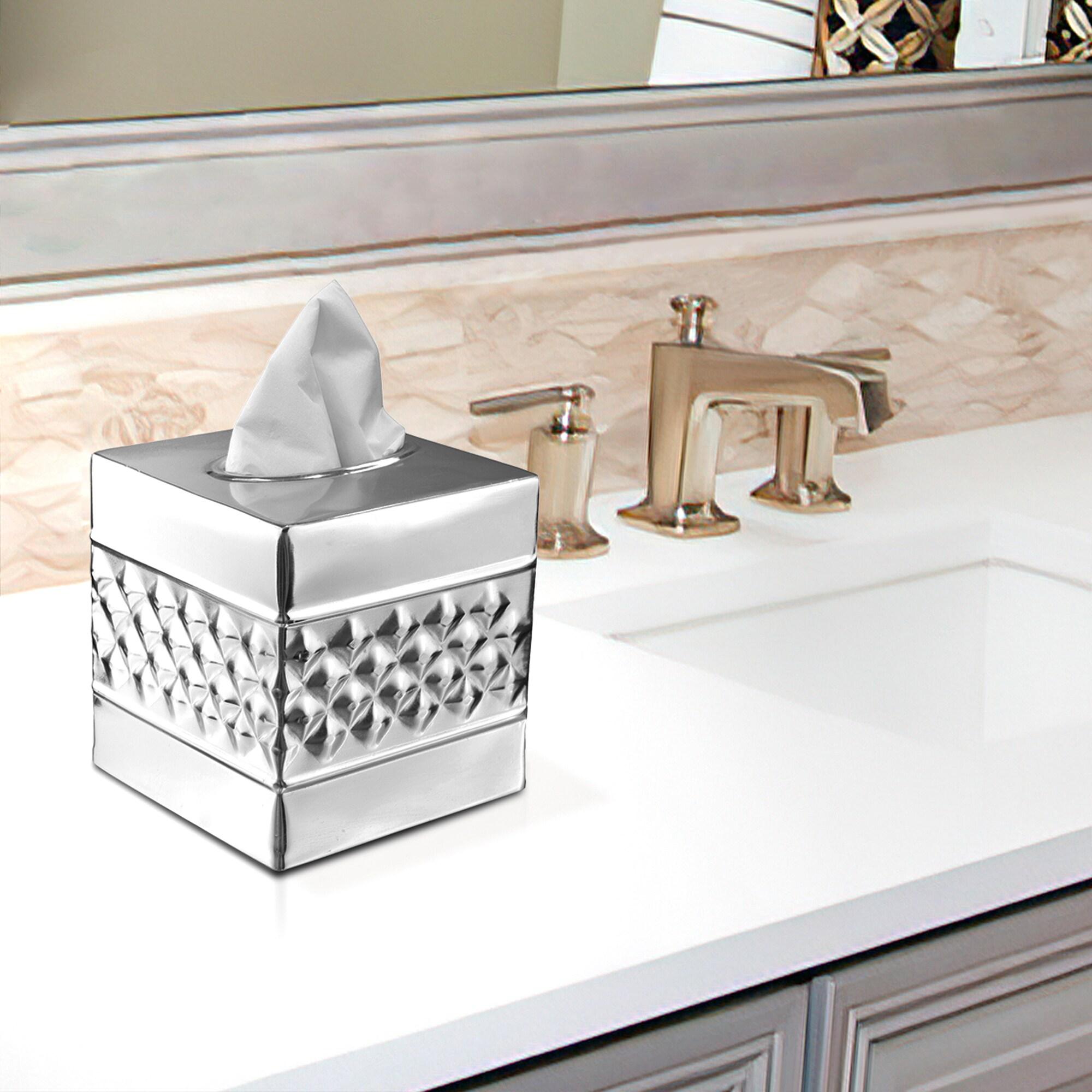 Monarch Abode Geometric Embossed Metal Tissue Box Cover