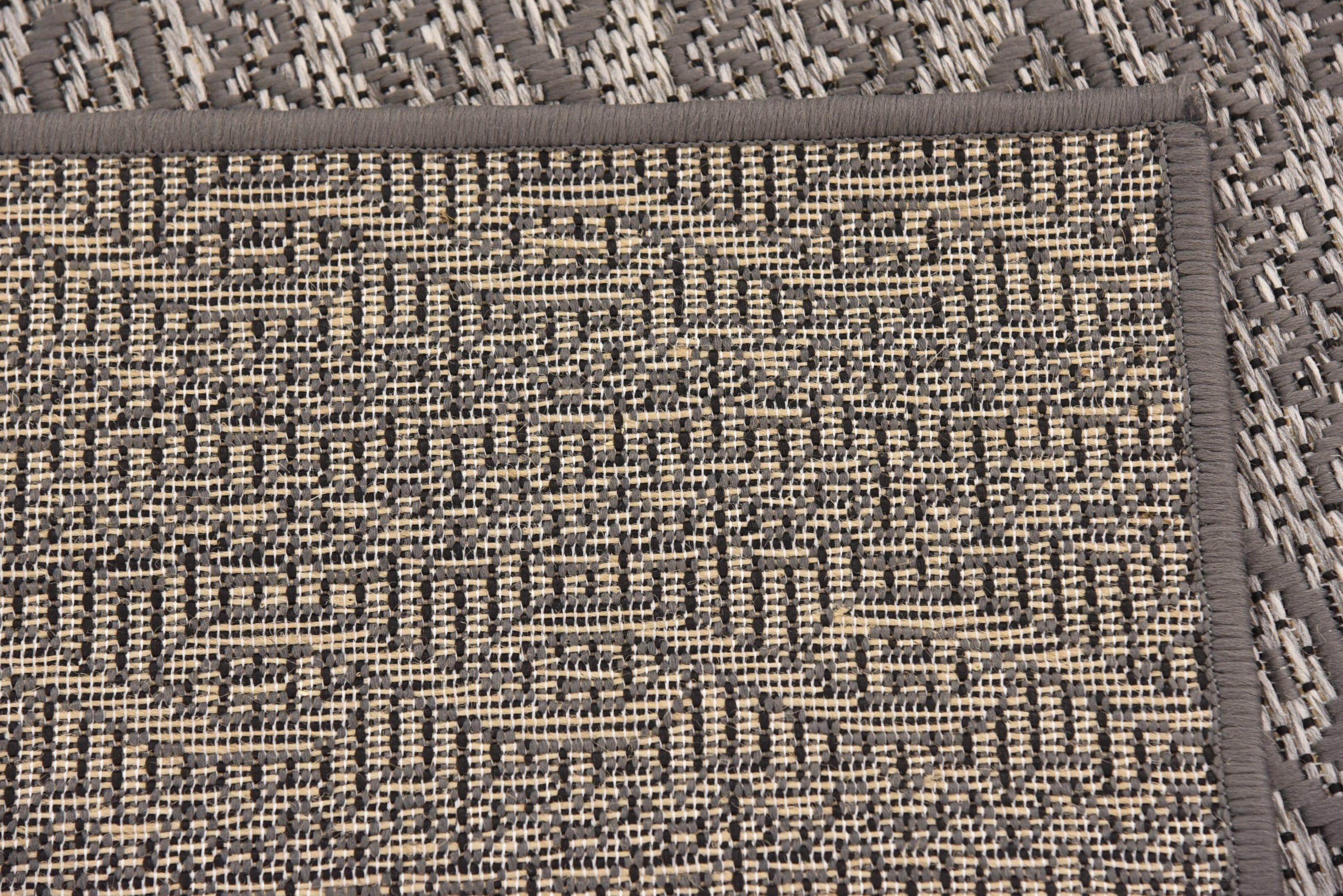 Easy-Care Reversible Gray Stripe Outdoor Square Rug 6'x6'