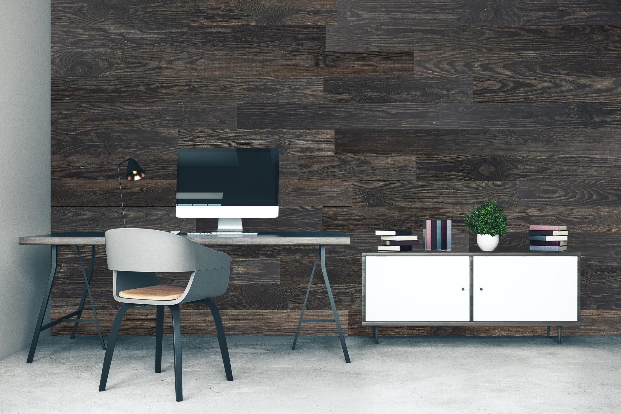 TIMBERCHiC Barnwood Textured Wall Planks - Made in USA, Peel-and-Stick Panels for Interior Decor, DIY Accent Wall Panels, Blackened (4" x 10 Sq Ft)
