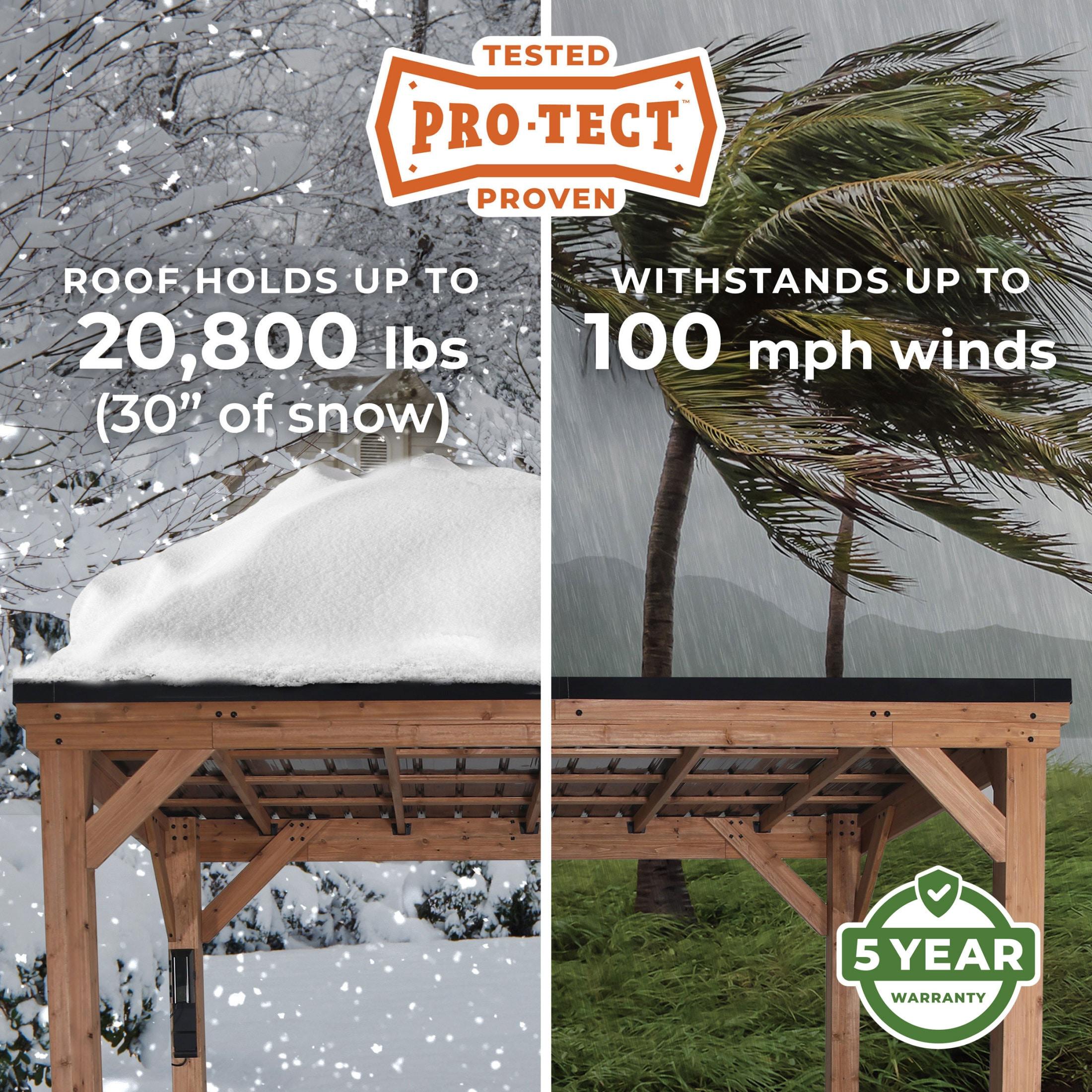Backyard Discovery Kingsport 20'x 20' Cedar Wood Carport, Galvanized Steel Roof, PowerPort