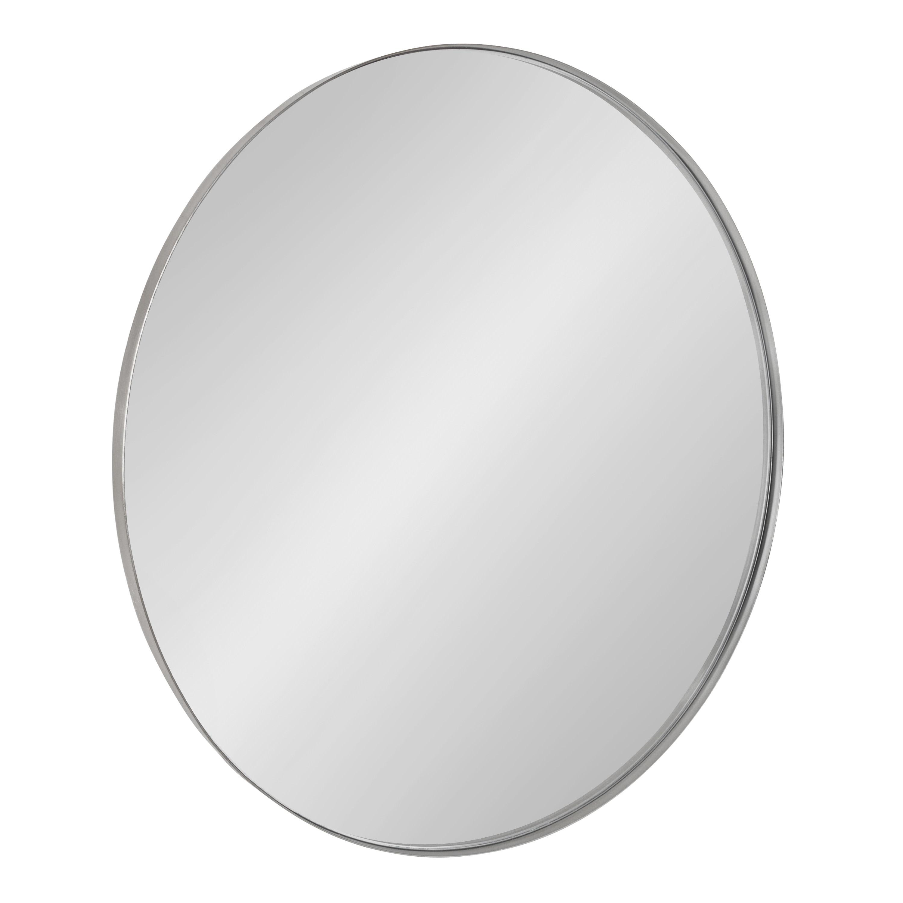 Kate & Laurel All Things Decor 28" Rollo Round Wall Mirror Silver: Modern Metal Frame, No Assembly Required