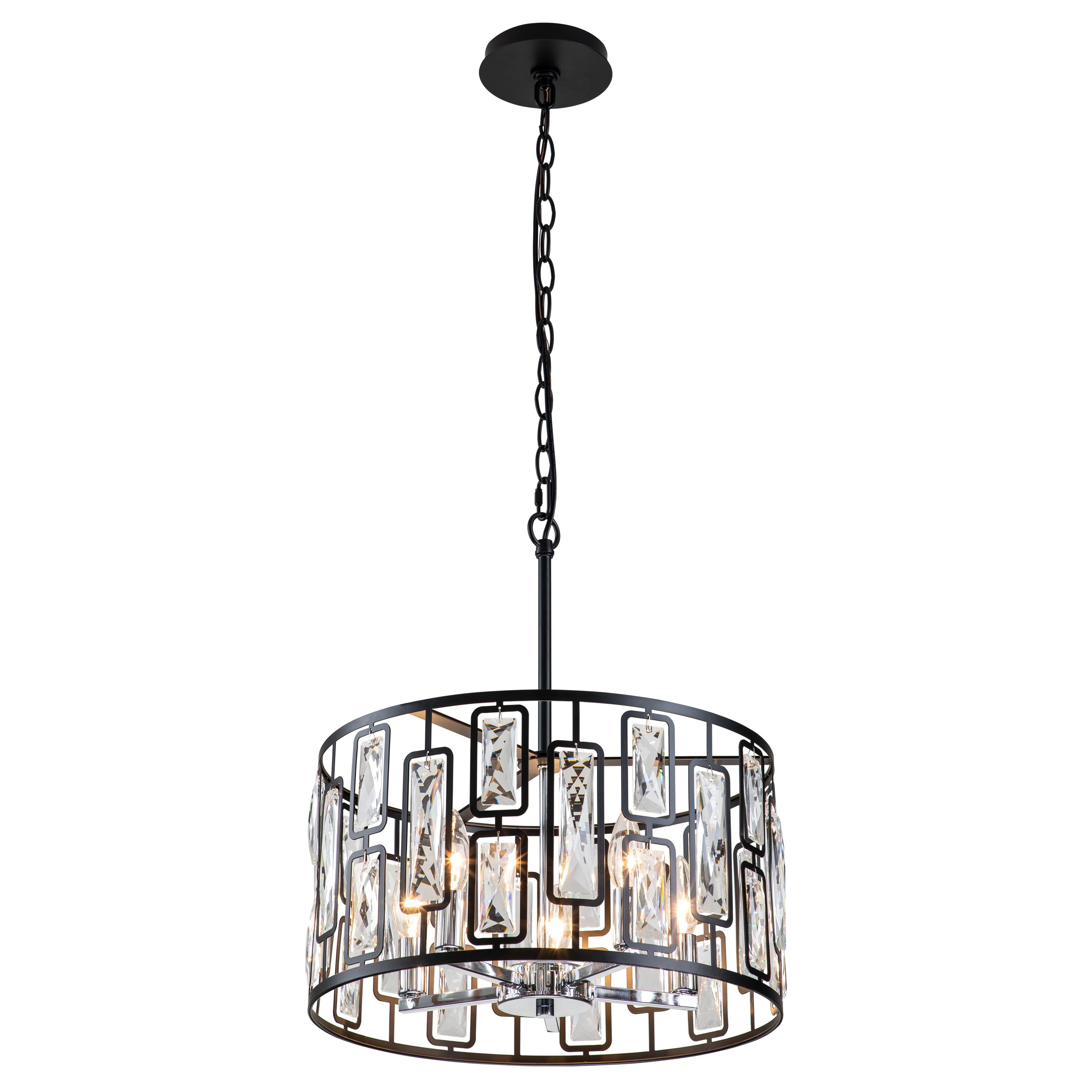 C Cattleya 5-Light Black Drum Chandelier with Clear Crystals