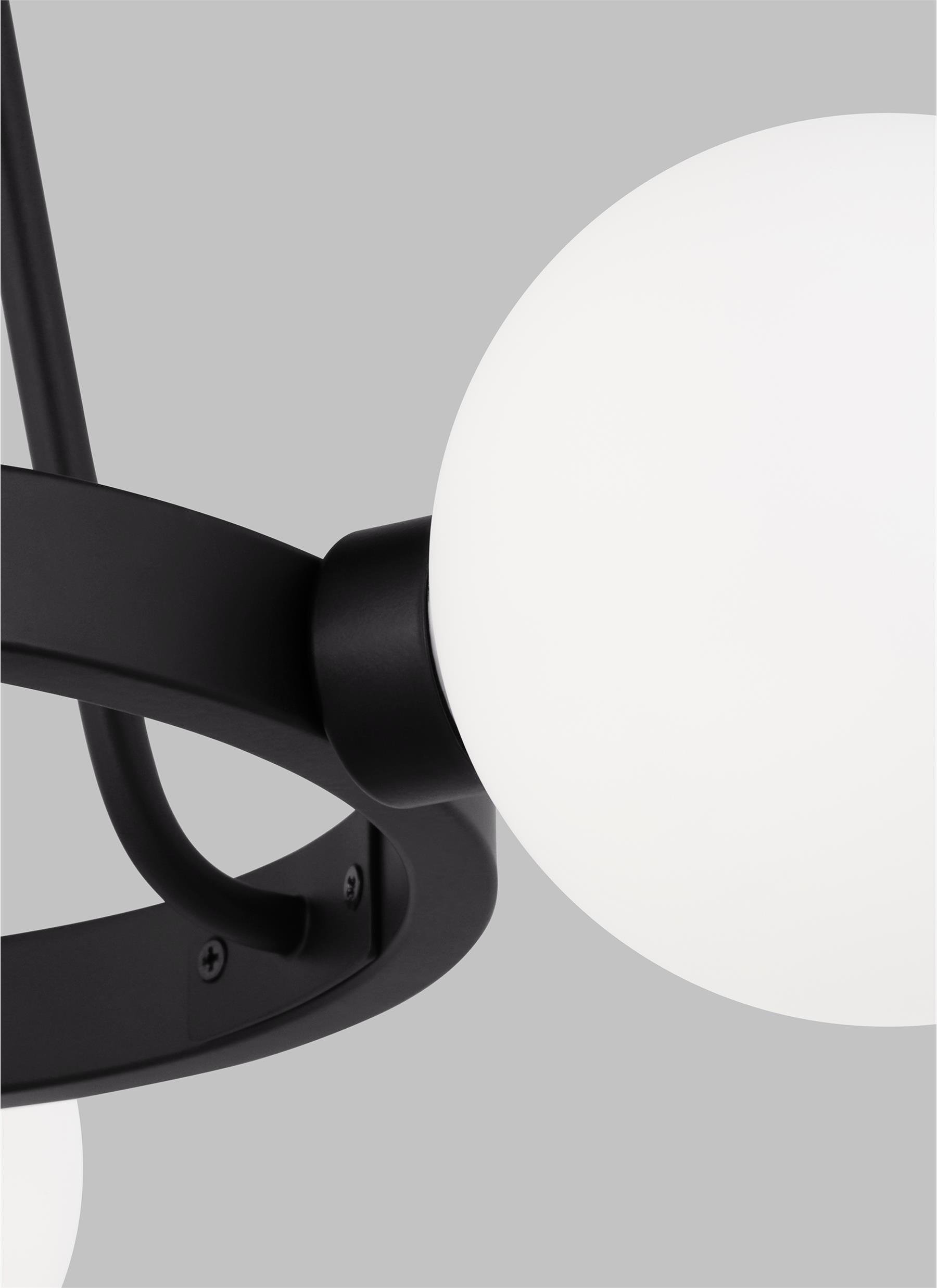 Midnight Black Mini 3-Light Chandelier with Milk Glass Shades