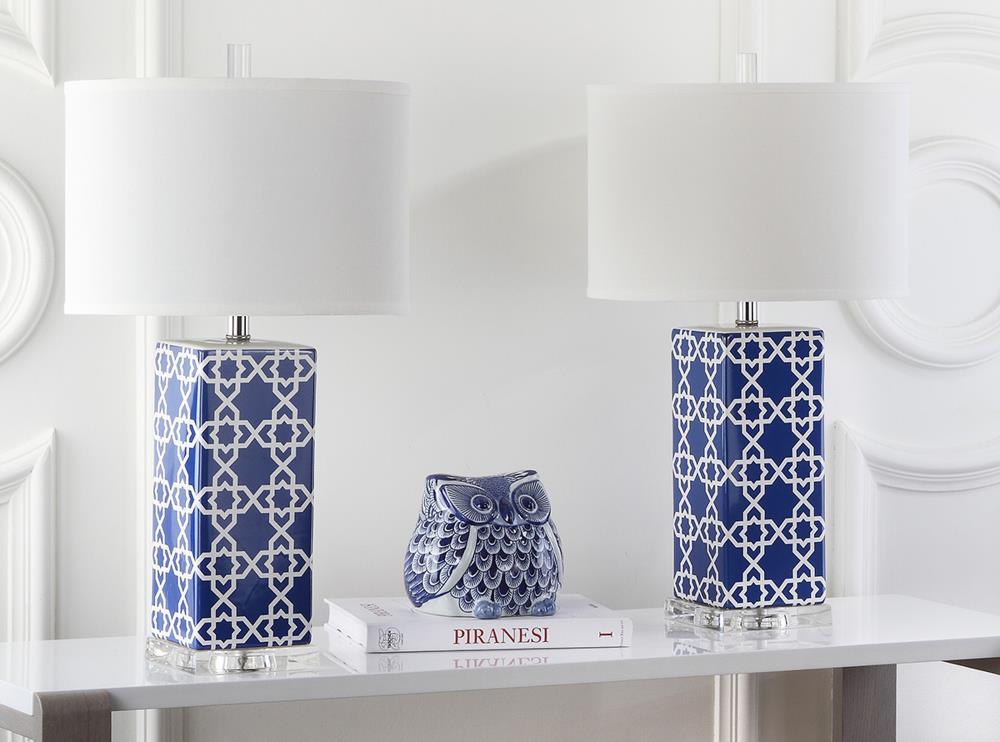 Quatrefoil Table Lamp (Set of 2) - Navy - Safavieh.
