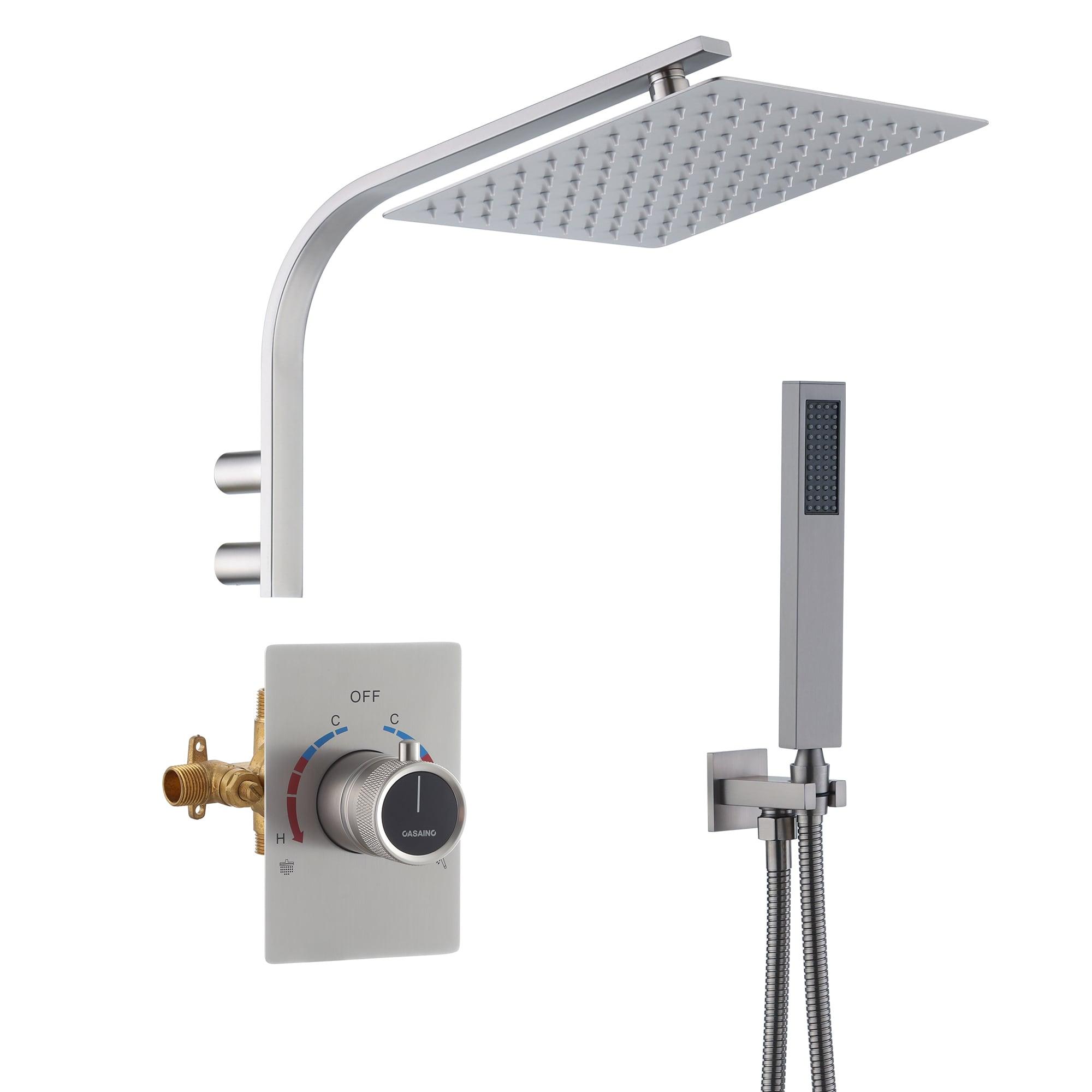 Brushed Nickel Multi-Head Rain Shower System with Handheld