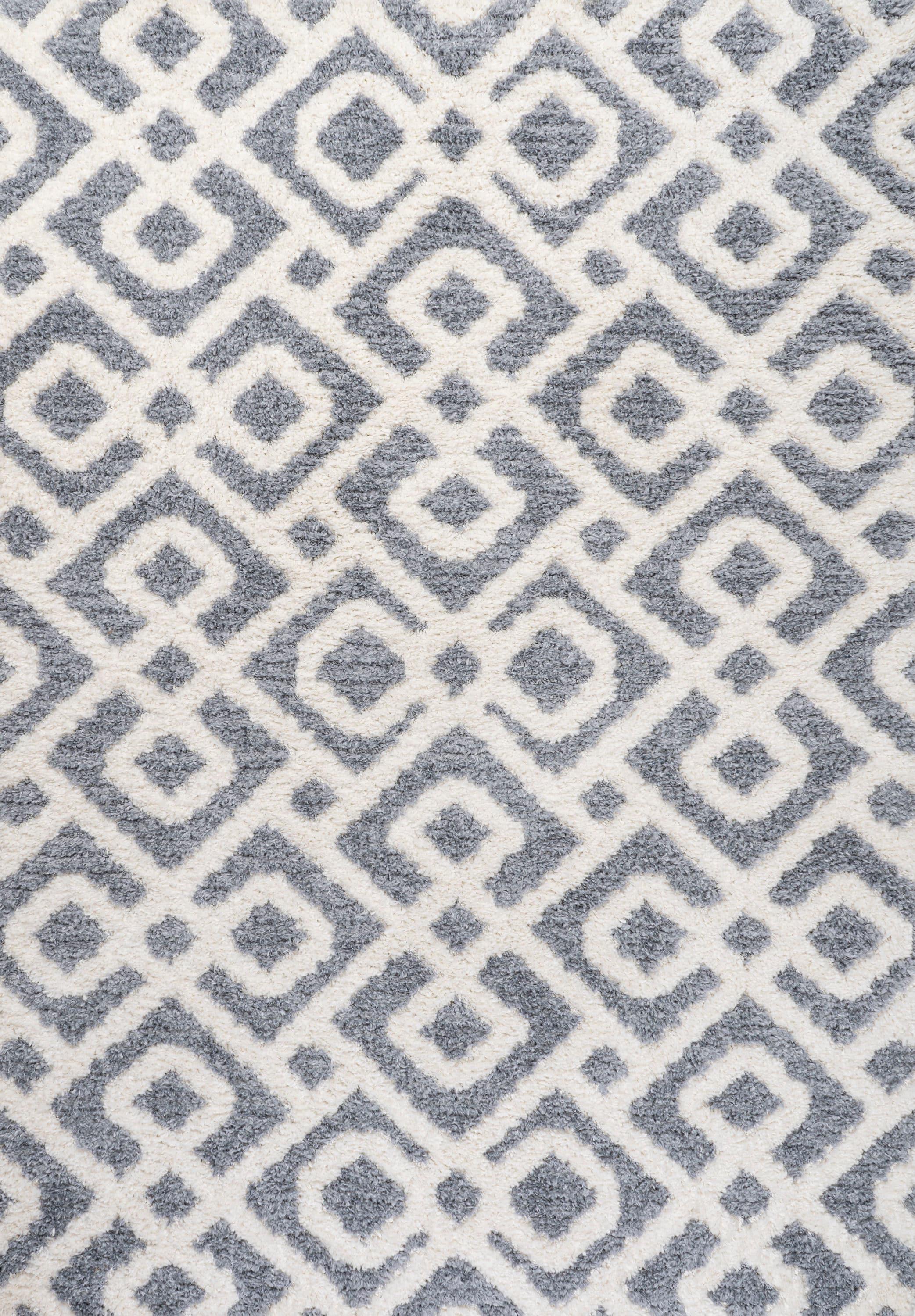 3' x 5' Astrid Retro Trellis High-Low Area Rug, Cream/Gray - JONATHAN Y