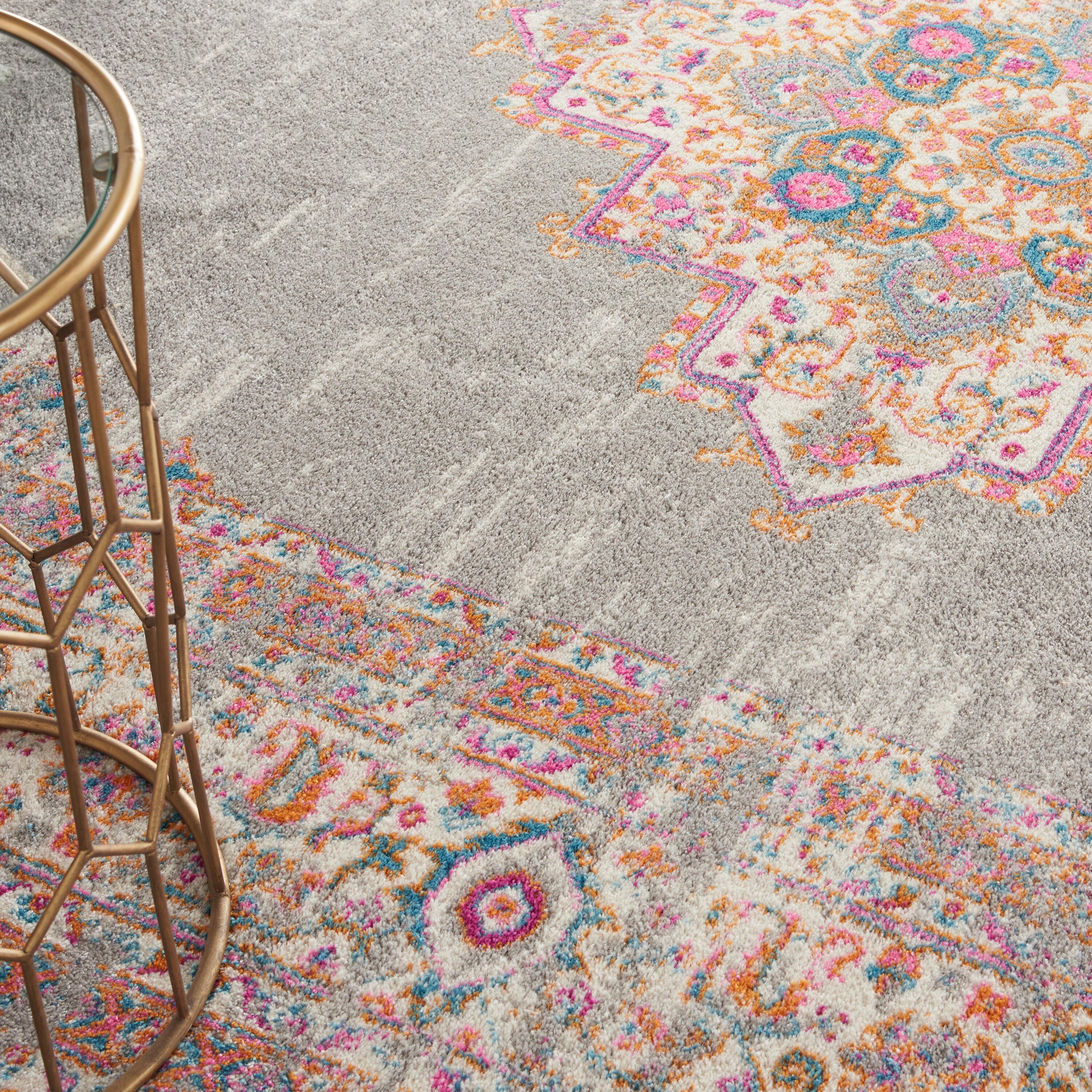 Nourison Passion Medallion Bohemian Indoor Rug Grey 12' x 15'