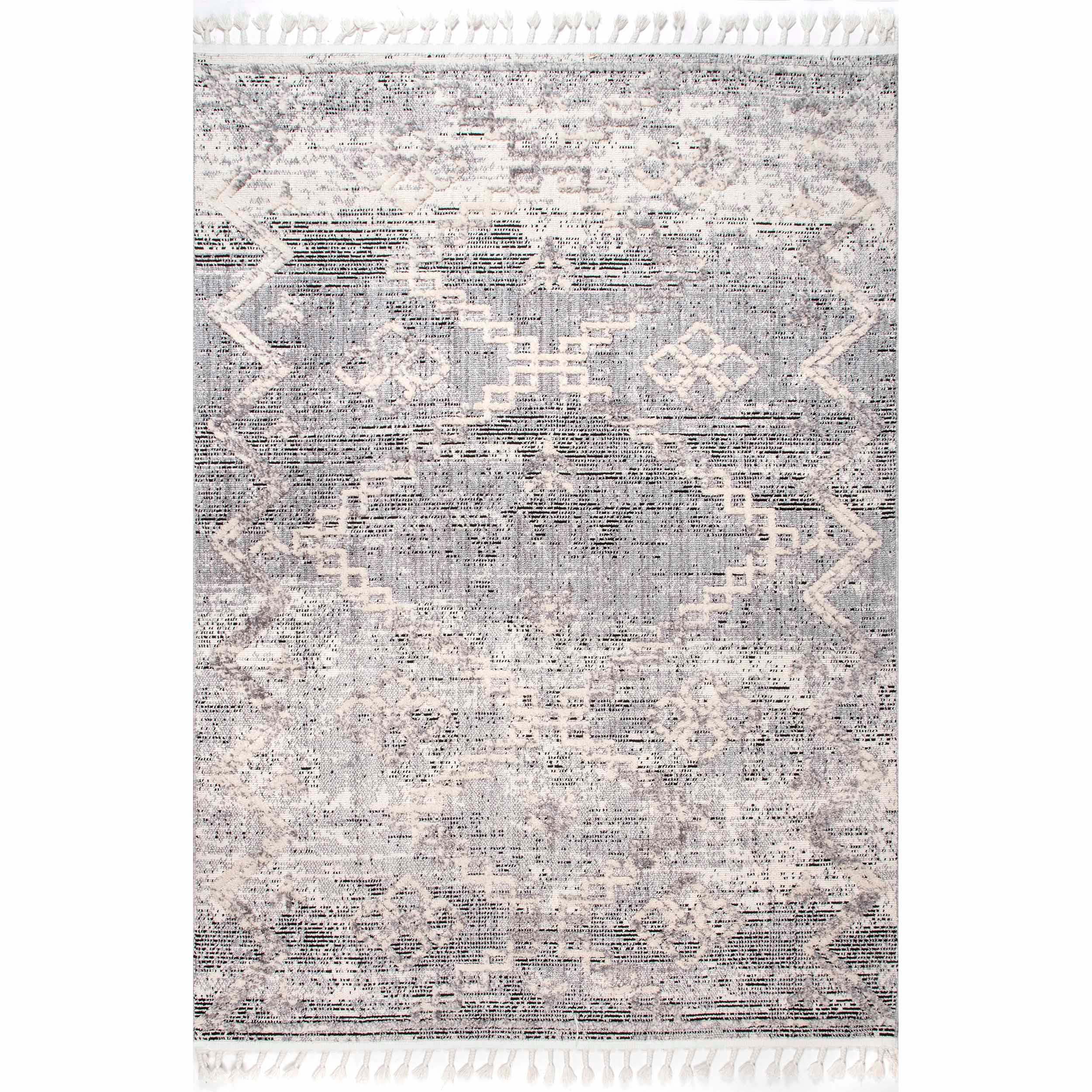 Nuloom Roxy Textured Diamond Tassel Indoor Area Rug, Gray, 3'x5'