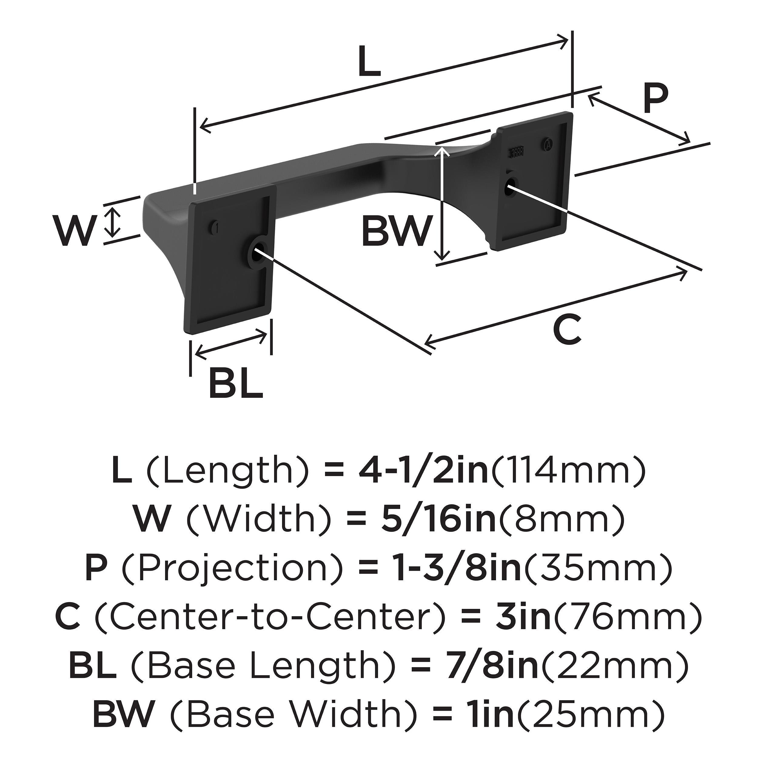 Amerock Exceed 3 inch (76mm) Center-to-Center Matte Black Cabinet Pull