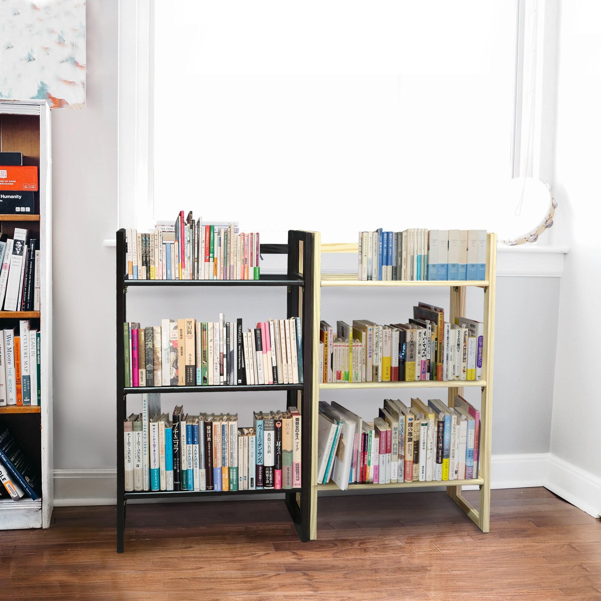 3-Shelf Folding Student Bookcase 20.75" Wide-Espresso