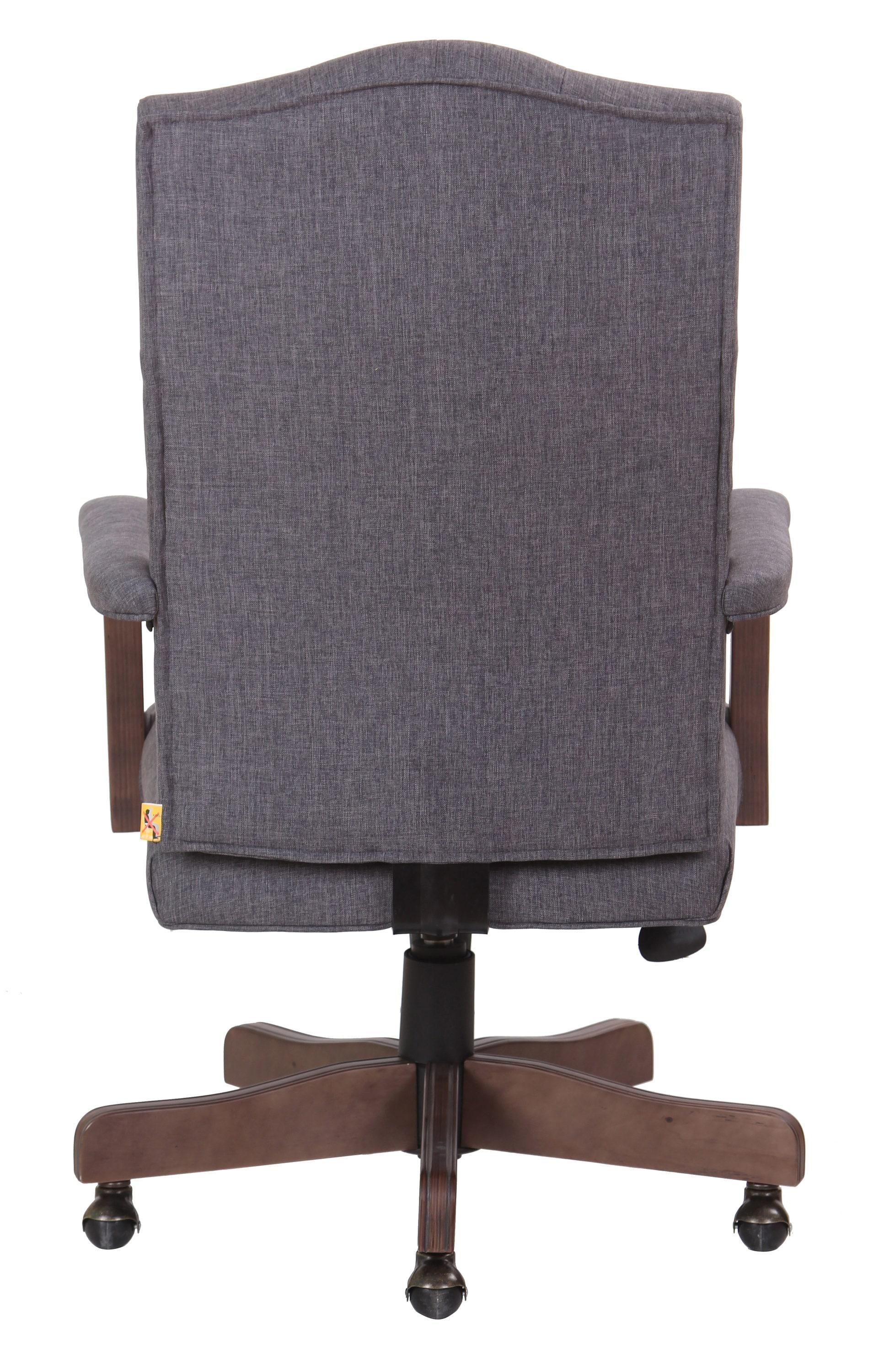 Traditional Executive Chair Slate Gray - Boss Office Products: Driftwood Base, Brass Castors, Pneumatic Lift