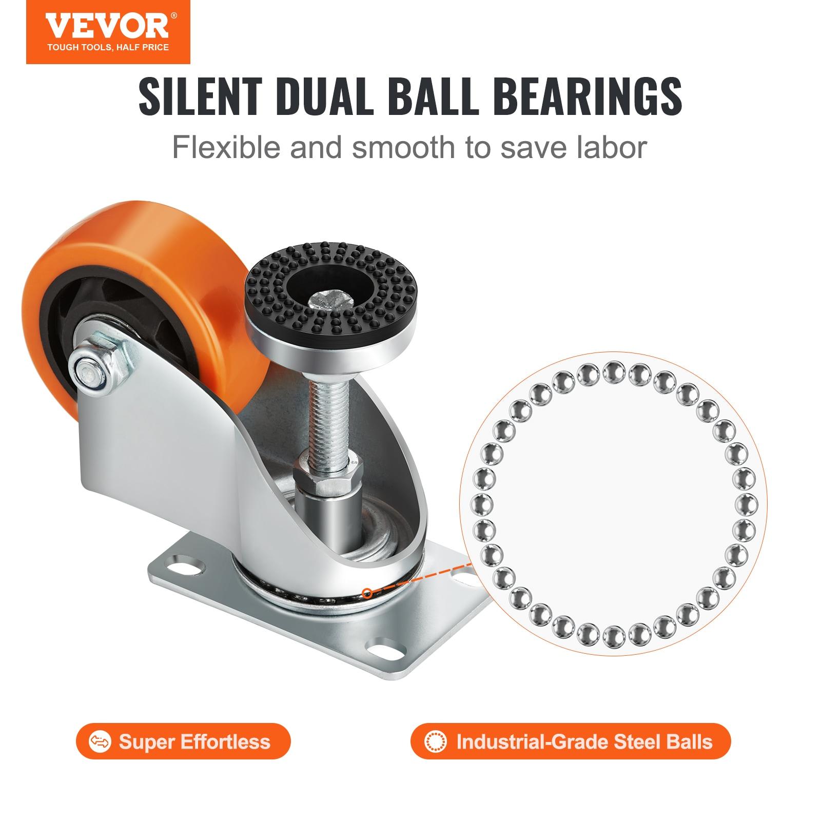 VEVOR VEVOR Leveling Casters, Set of 4, 720 lbs Total Load Capacity, 3 inches Diameter (Set of 4)