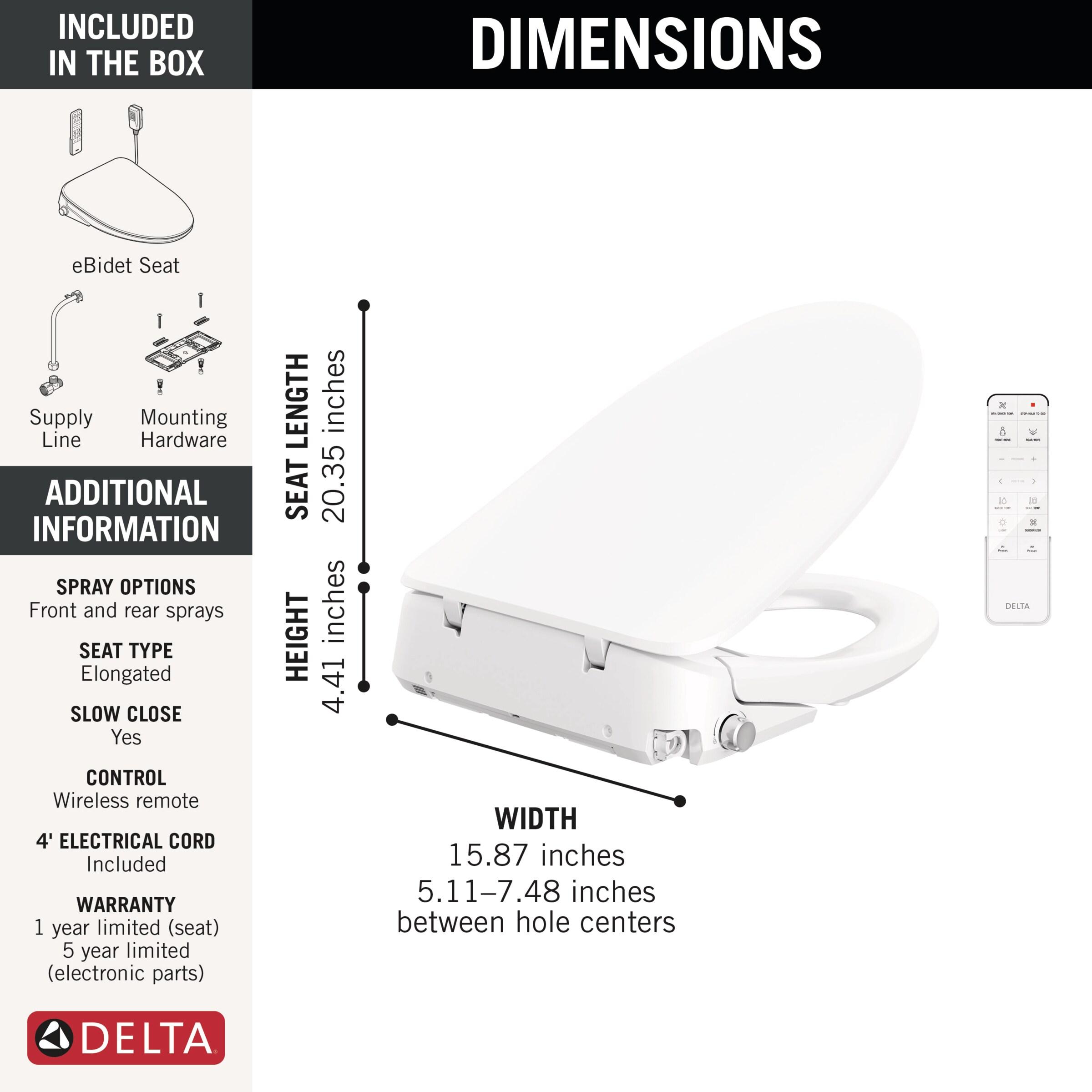 Refresh Elongated Electric Bidet Toilet Seat