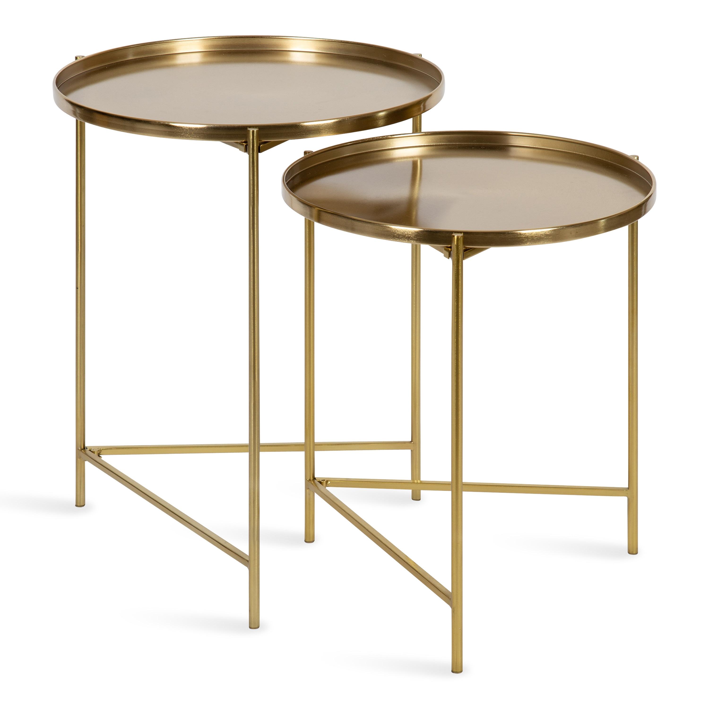 Kate and Laurel Ulani Round Metal Nesting Table, 2 Piece, Gold