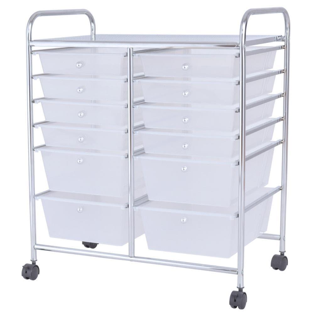 Canddidliike 12 Storage Drawer Organizer Bins Rolling Cart, Craft Storage, Multipurpose Organizer Cart for Home, Office, School