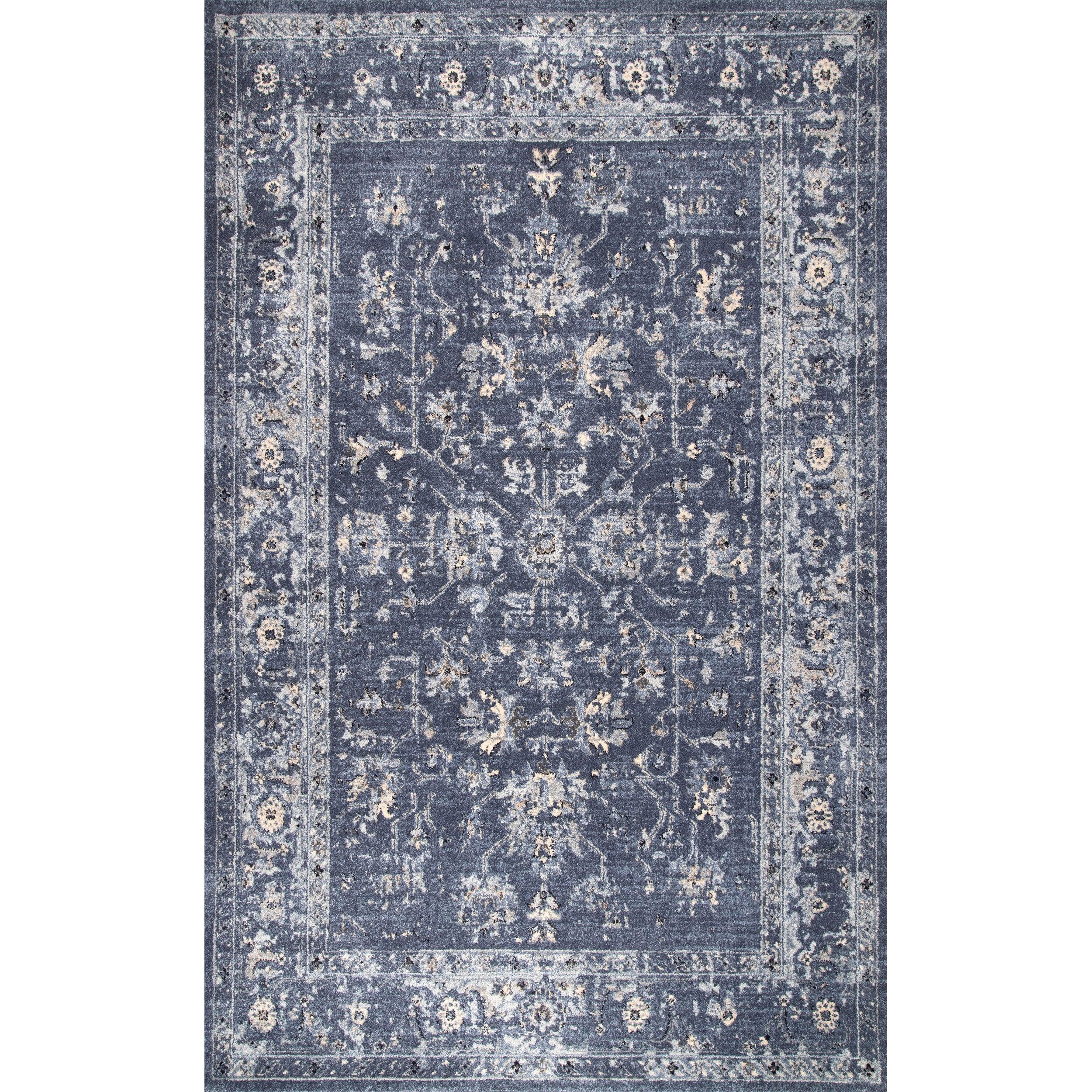 Nuloom Florid Emma Floral 4x6 Indoor Area Rug for Living Room Bedroom Dining Room Kitchen, Blue/Ivory