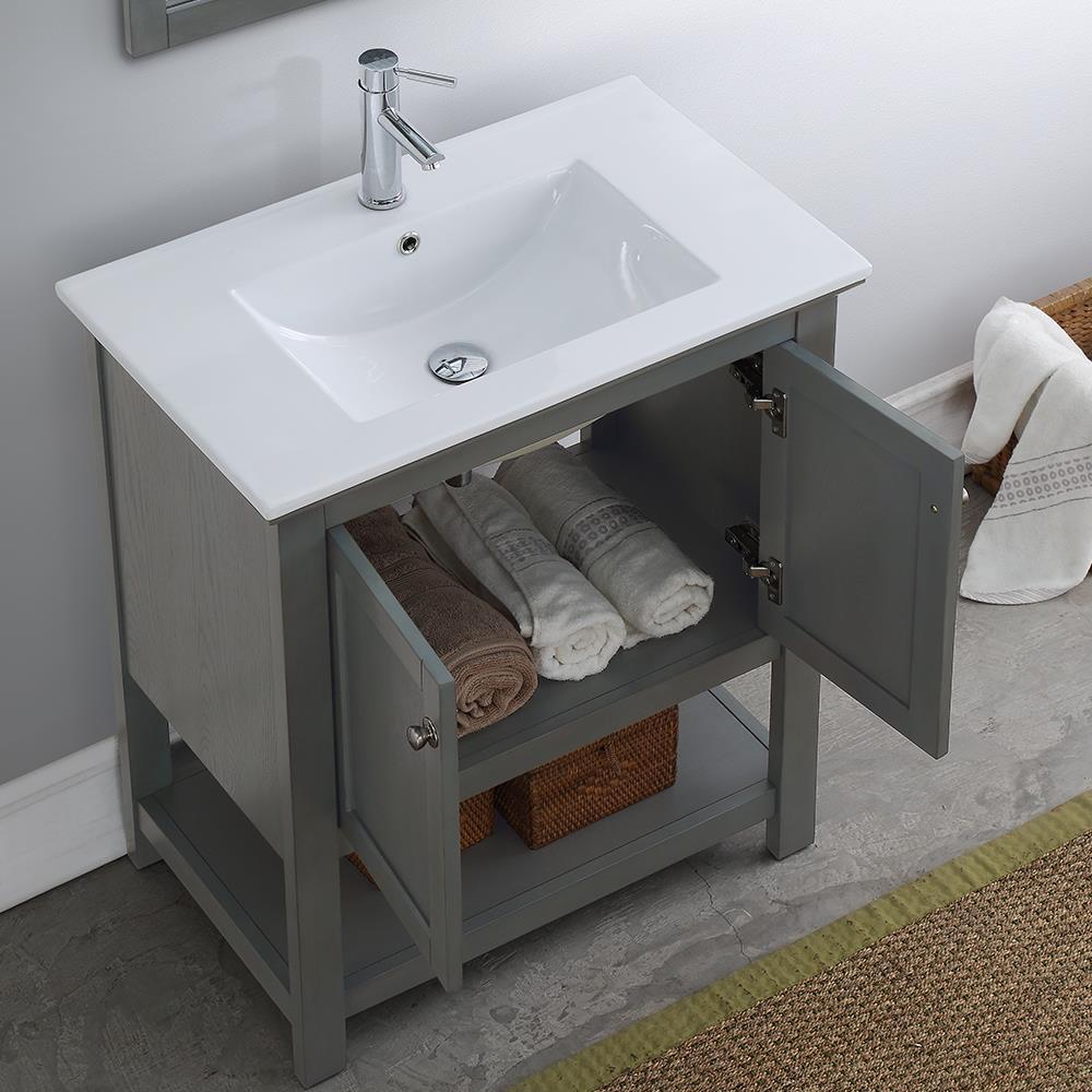 Manchester 30" Freestanding Single Sink Bathroom Vanity with Integrated Sink (Faucet Not Included)