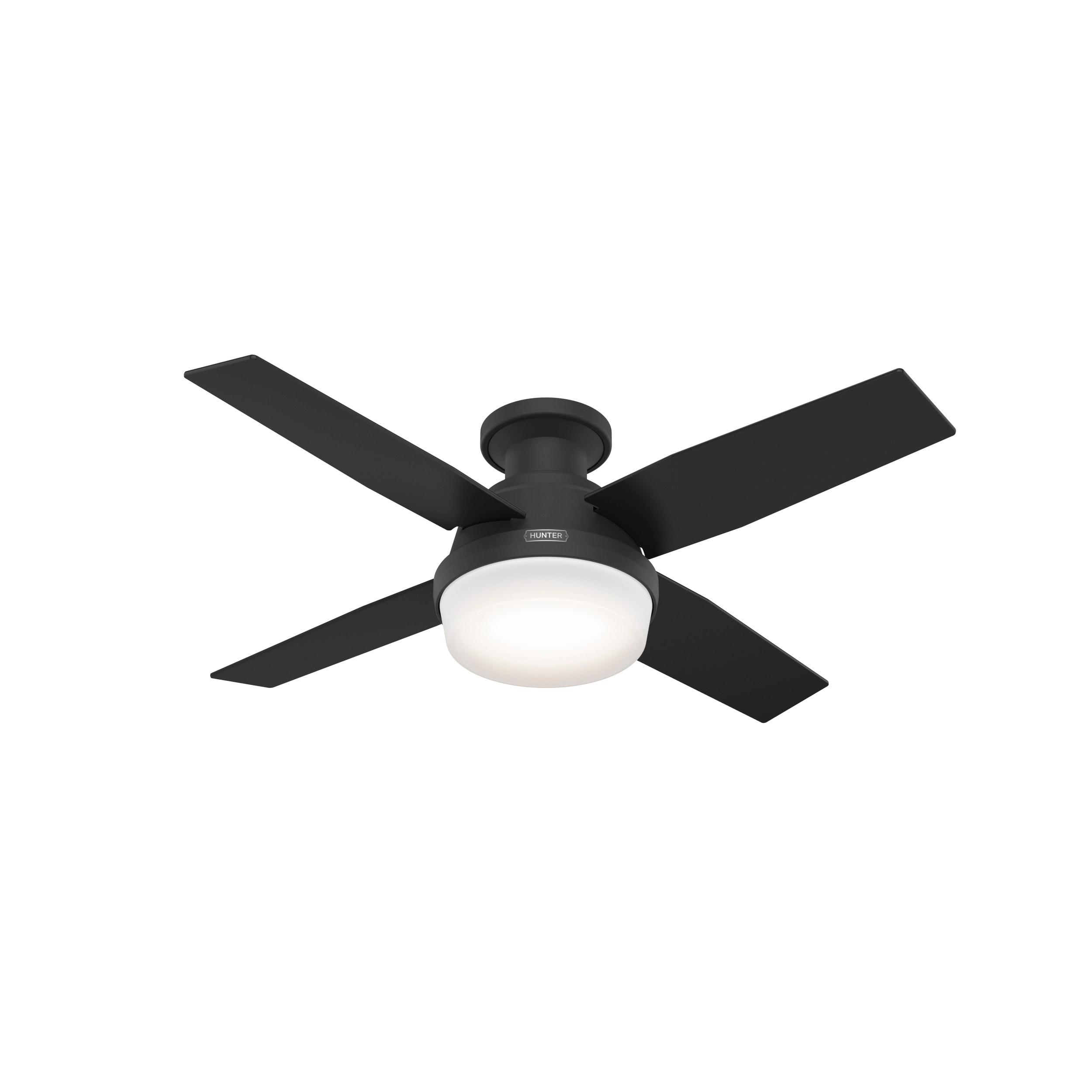 Dempsey Low Profile 44" 4 - Blade Indoor Flush Mount Small Room Ceiling Fan with Lights and Remote