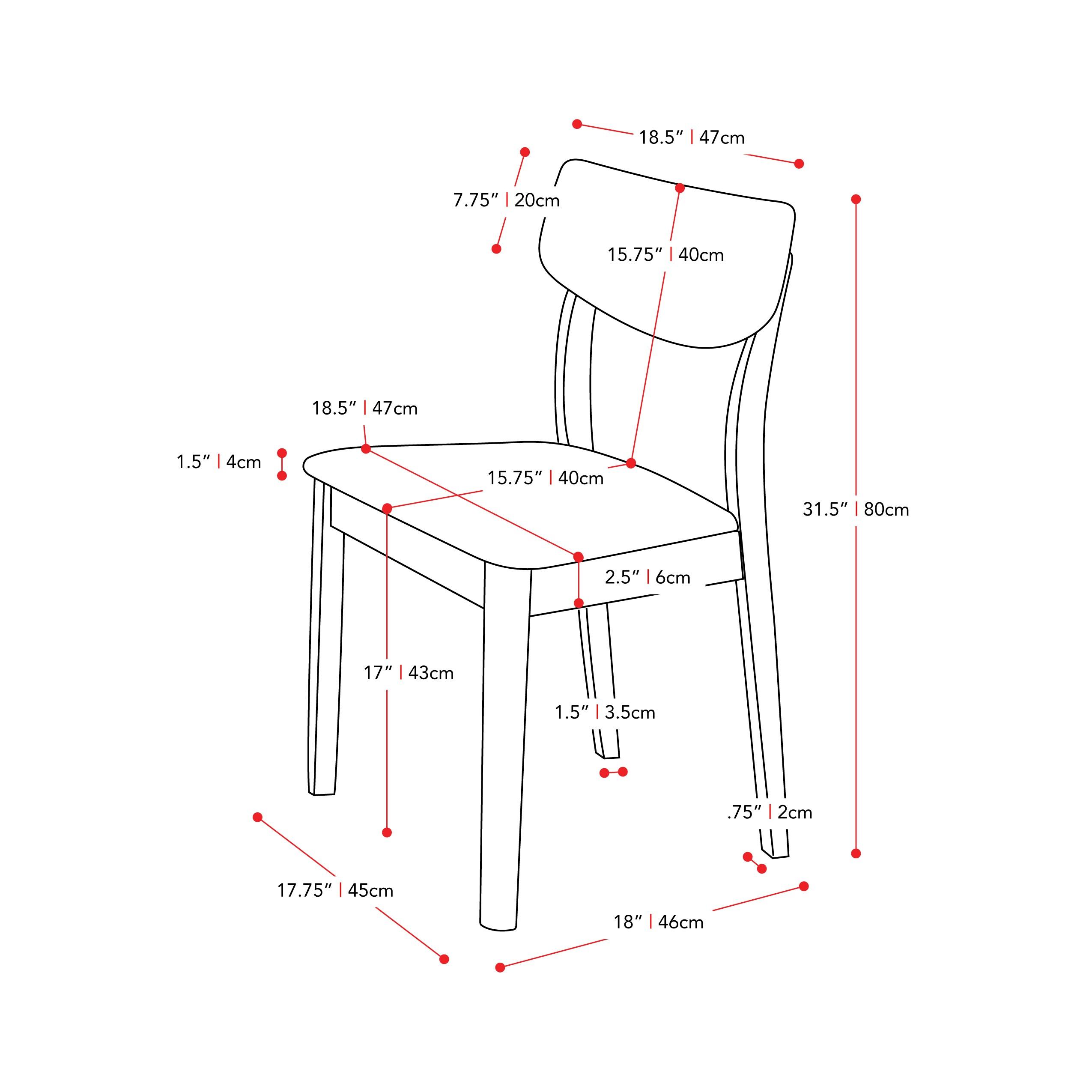 Set of 2 Branson Wood Dining Chairs Walnut Stain - CorLiving