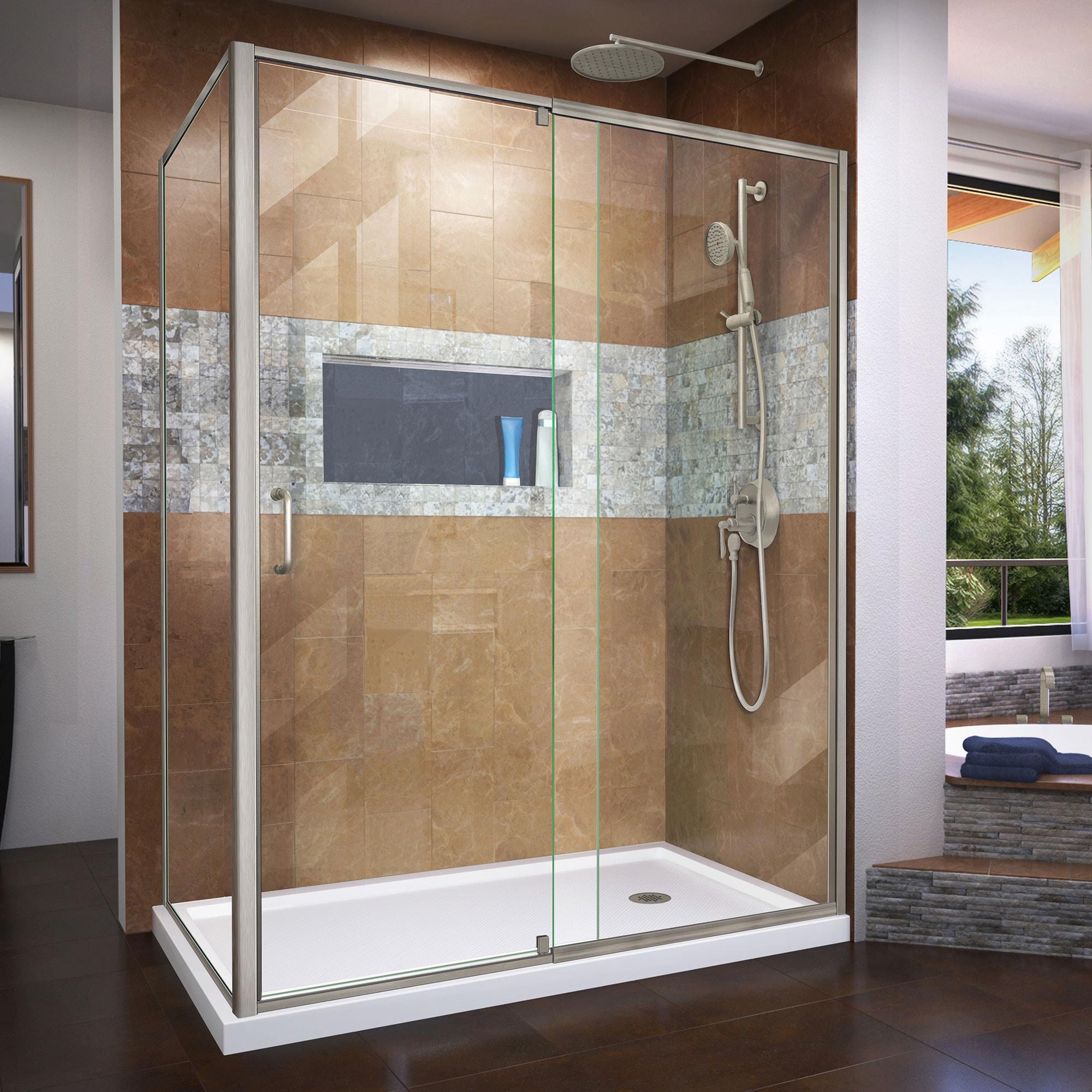 DreamLine Flex 34 1/2 in. D x 56-60 in. W x 72 in. H Semi-Frameless Pivot Shower Enclosure