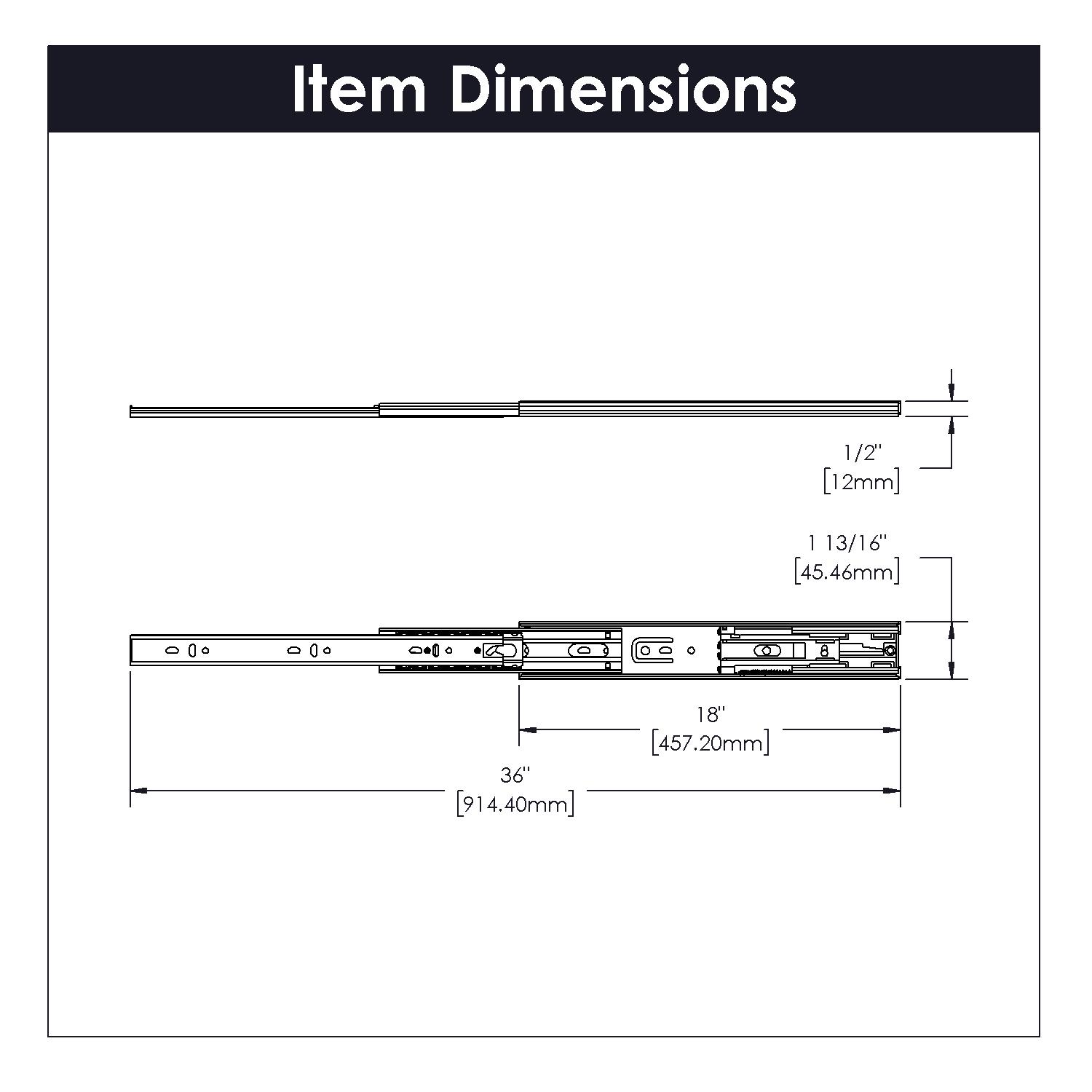 Drawer Slide Side Mount Soft Close Full Extension Cadmium Finish