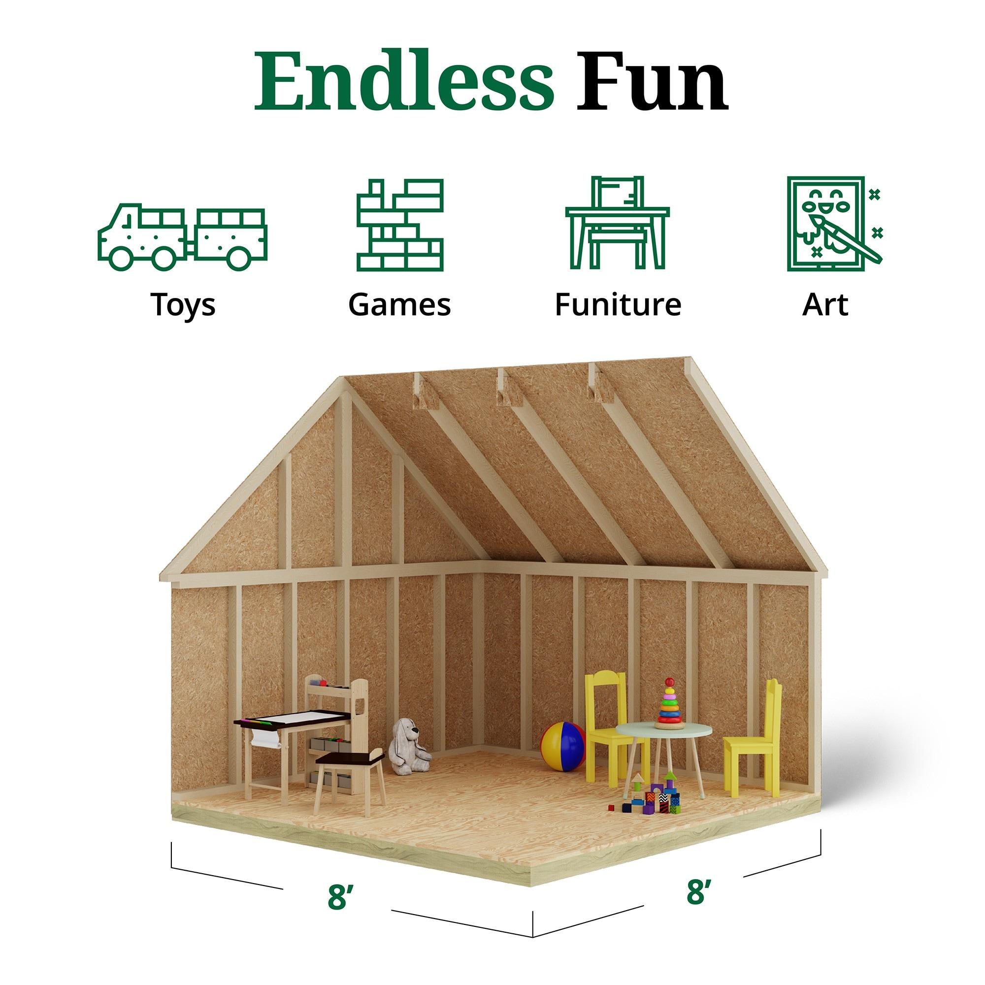 Little Cottage Co. 8x8 Victorian Playhouse with Floor, Outdoor Wood Do-It-Yourself Kit