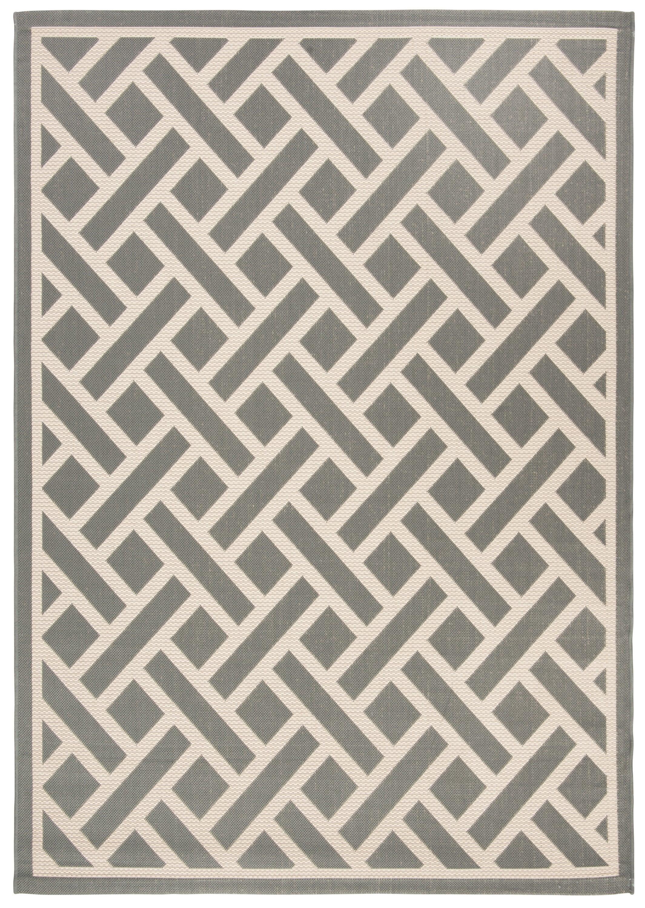 Courtyard CY6306 Power Loomed Indoor/Outdoor Area Rug - Anthracite/Light Beige - 5'3"x7'7" - Safavieh.