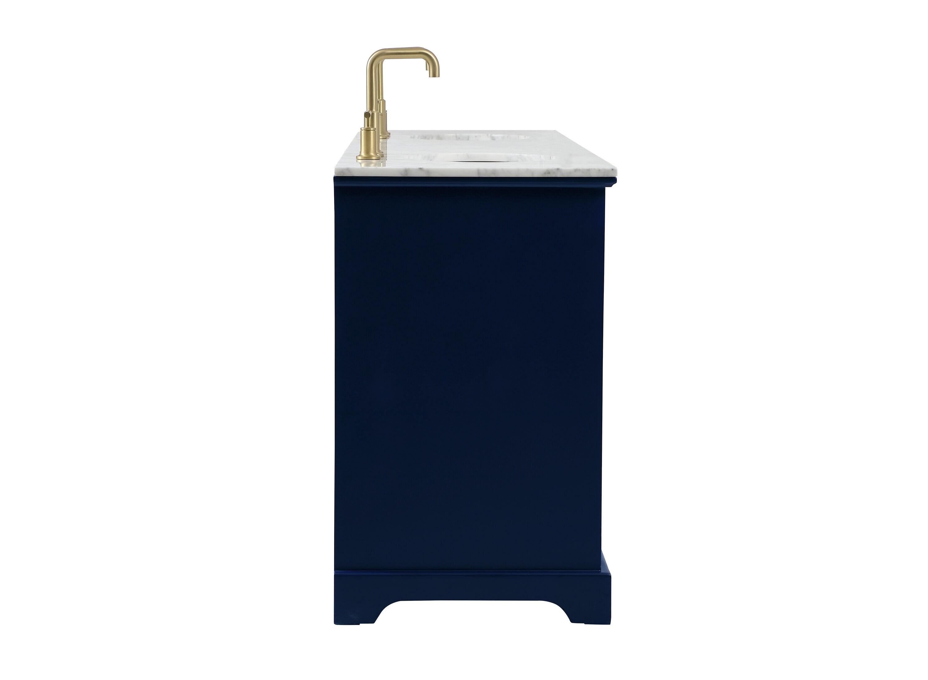Elegant Decor Americana 72" Metal MDF Marble Double Bathroom Vanity in Blue